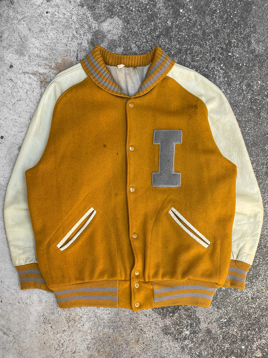 1960s/70s “I” Yellow Varsity Jacket (M/L) – DAMAGED GLITTER