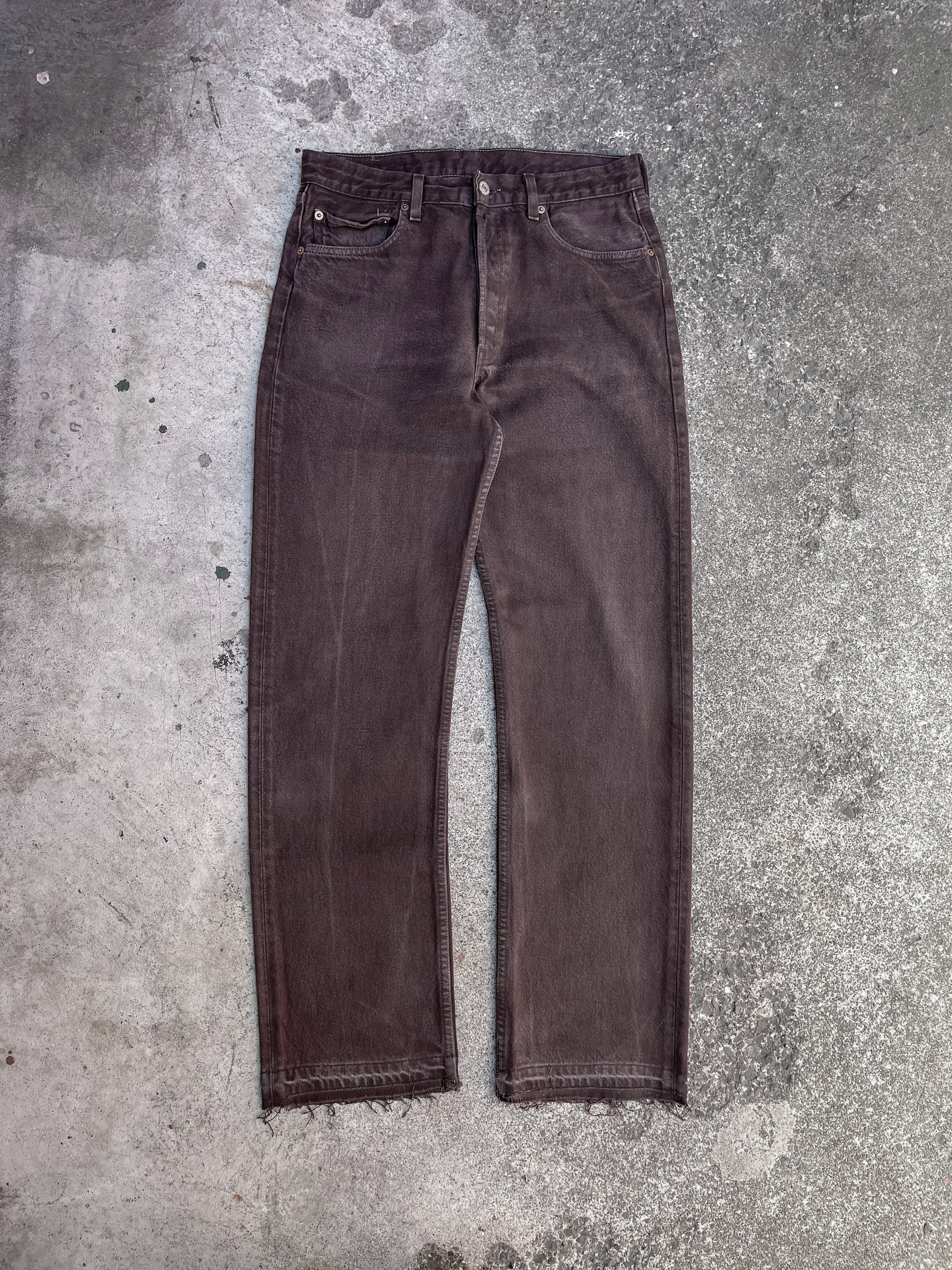 1990s Levis Faded Dusty Chocolate 501 Released Hem (30X30)