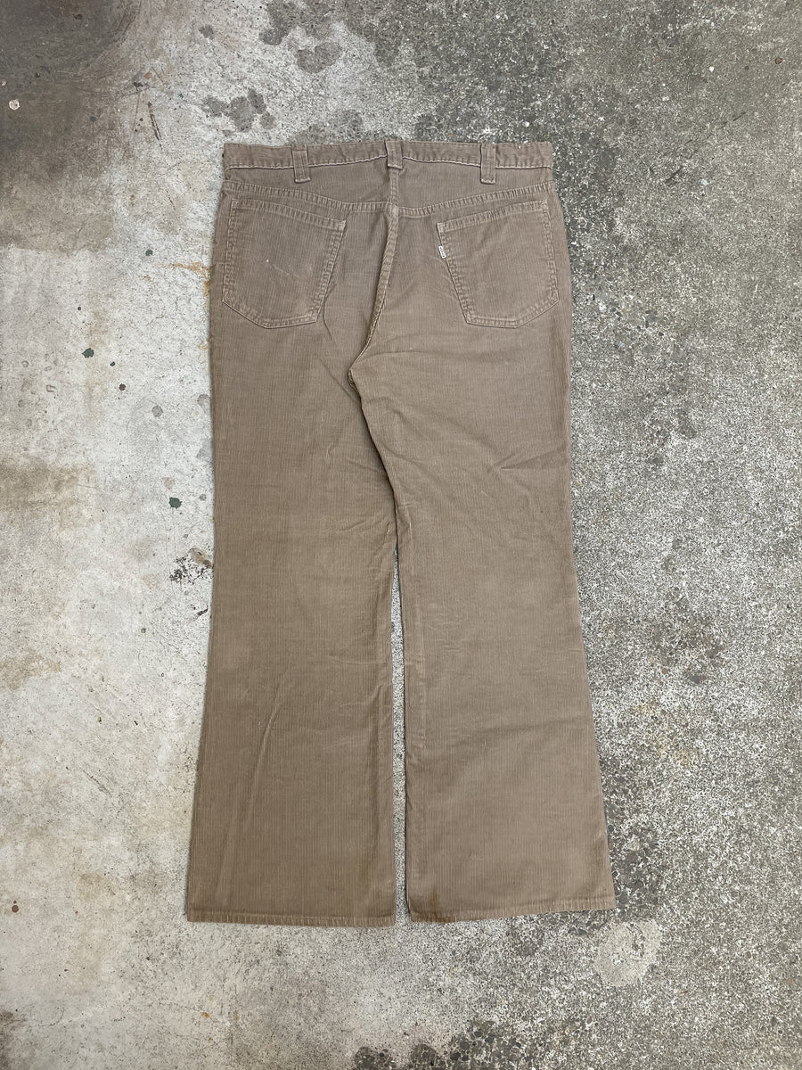 VTG Womens Thick Corduroy Pants 70s 80s Trouser 24 Waist Sears Beige Cargo