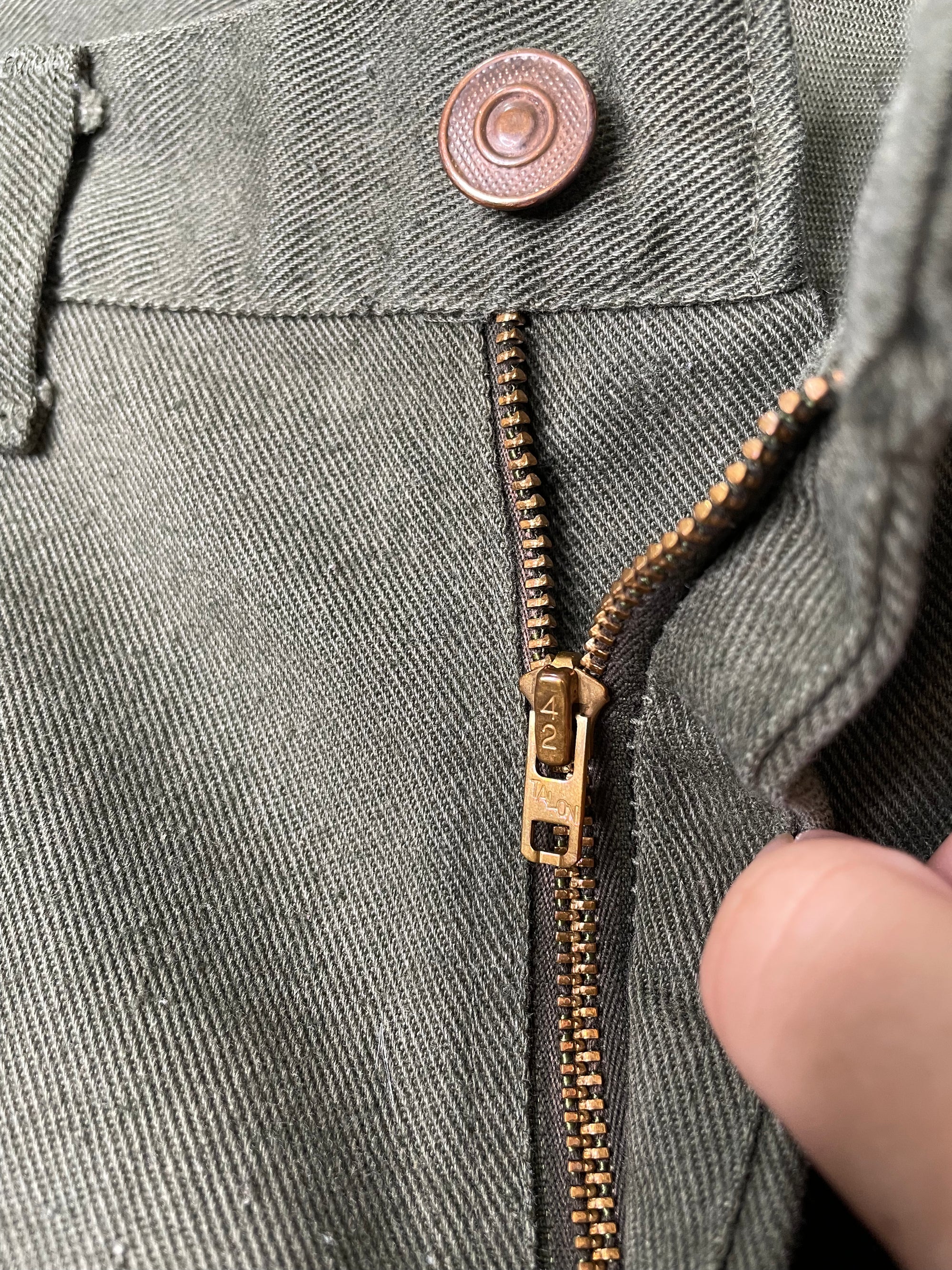 1970s Penney Faded Green Pants Talon Zip (31X28)