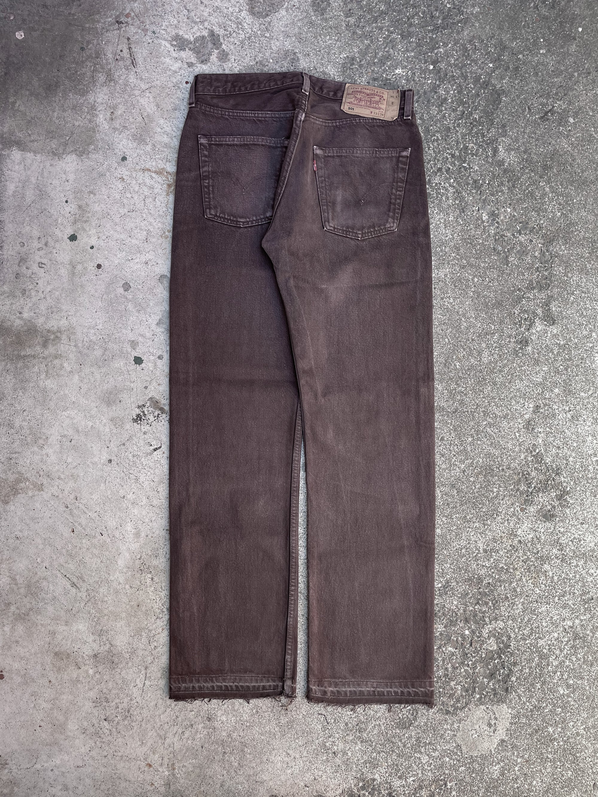 1990s Levis Faded Dusty Chocolate 501 Released Hem (30X30)