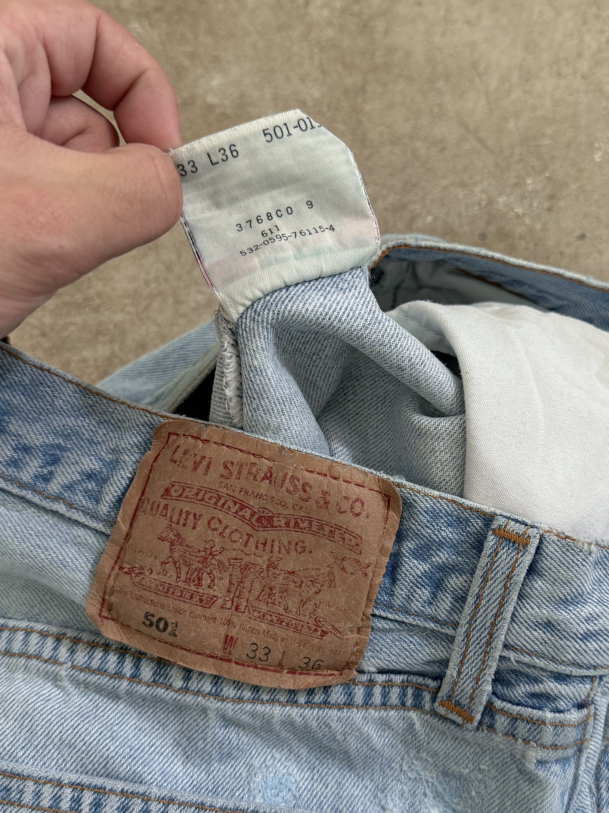 1990s Levis Repaired Faded Blue 501 (30X32)