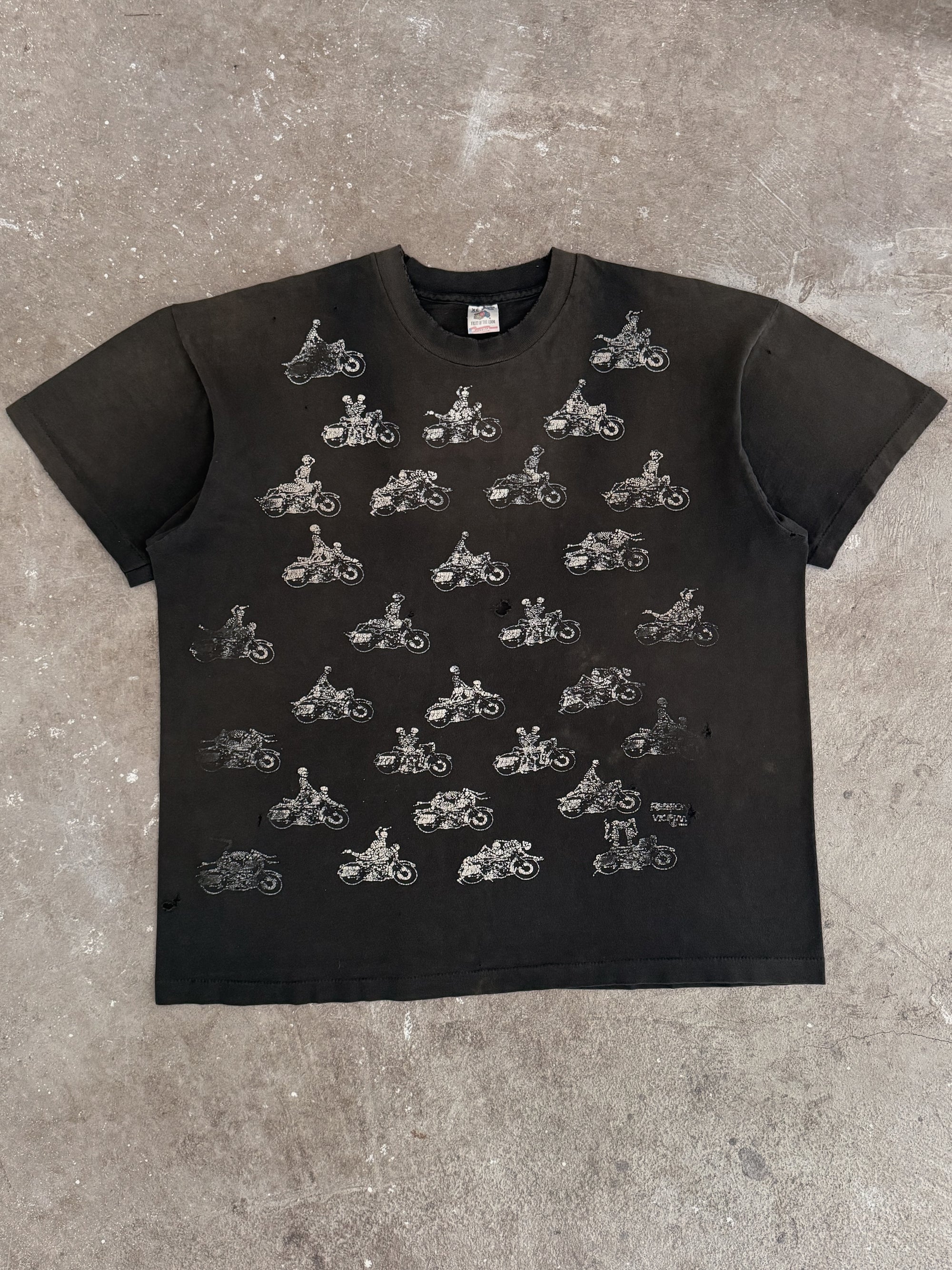 1991 Fashion Victim "Motorcycle Skeleton Sex" Sun Faded Tee (XL)