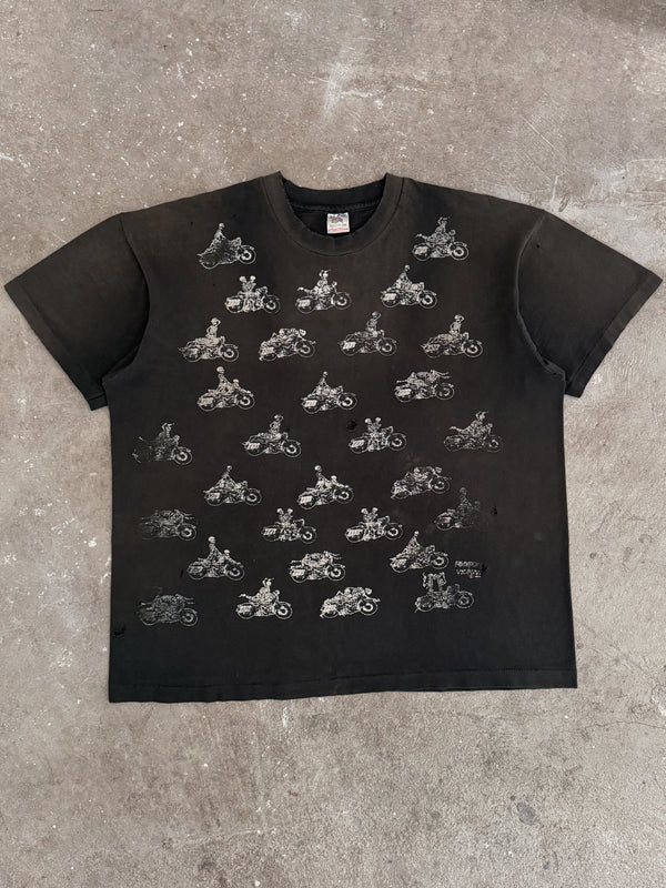1991 Fashion Victim "Motorcycle Skeleton Sex" Sun Faded Tee (XL)