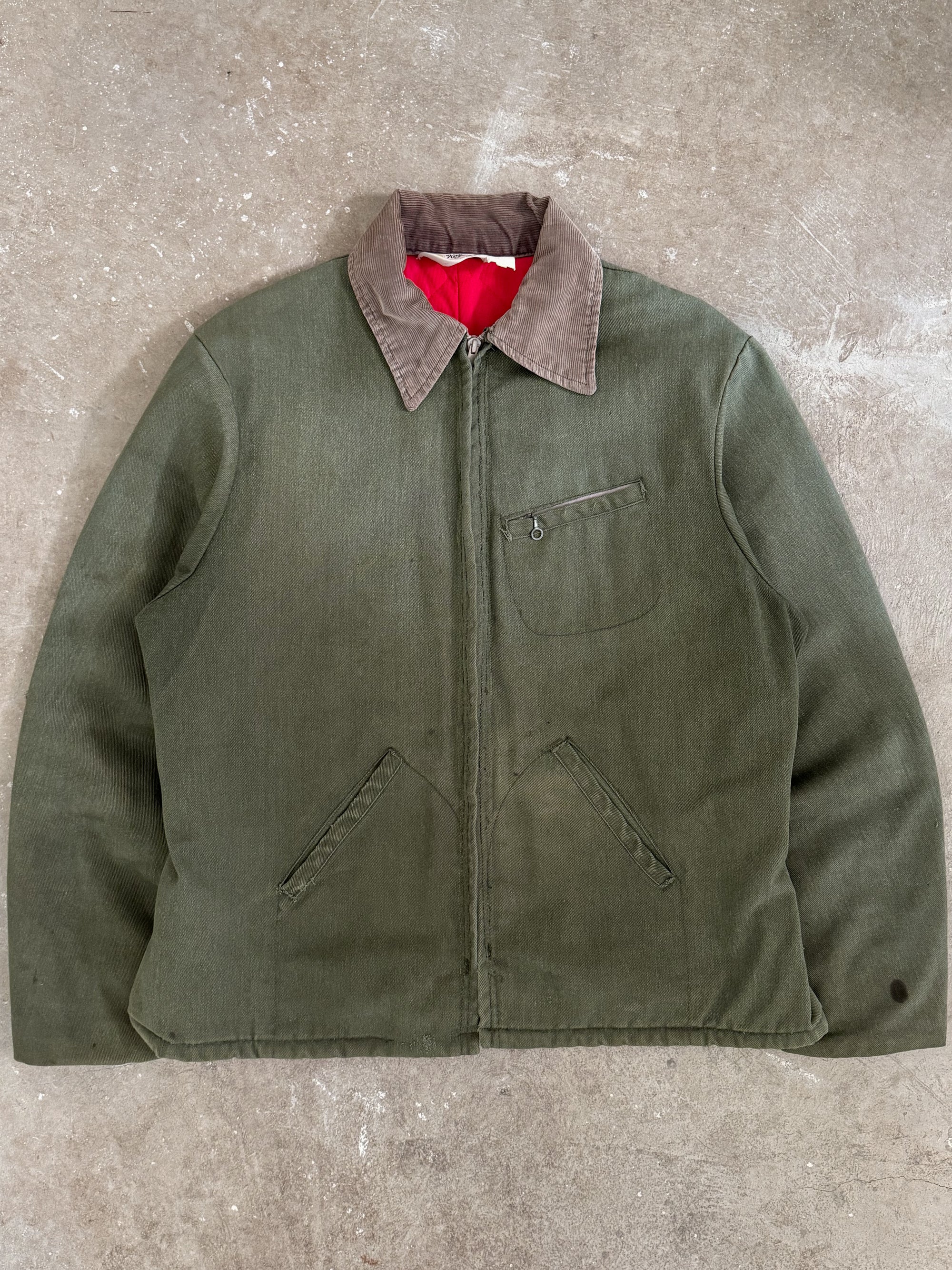 1970s Key Imperial Faded Green Lined Work Jacket (M)