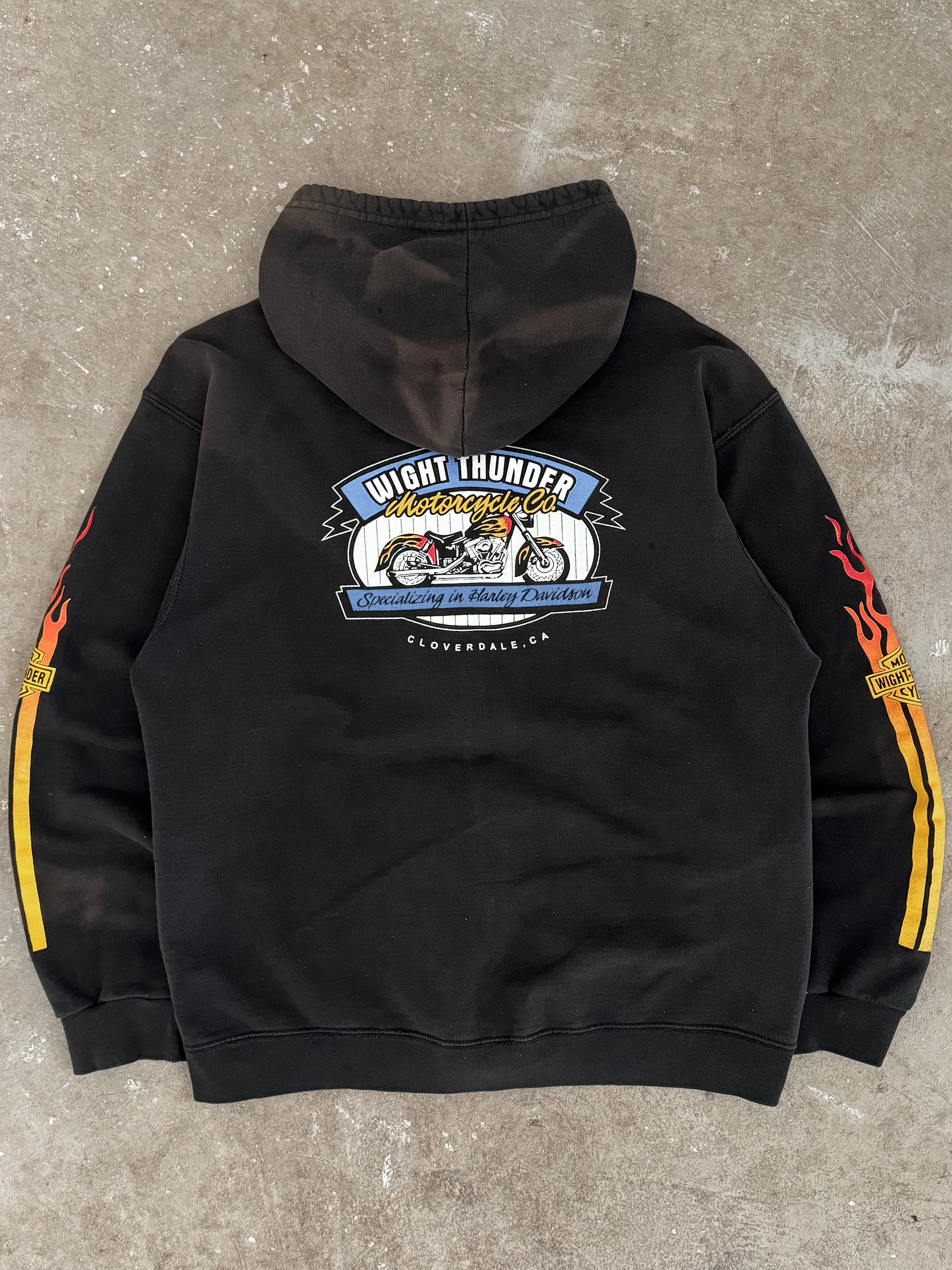 1990s/00s "Harley Davidson" Faded Zip Up Hoodie (M)