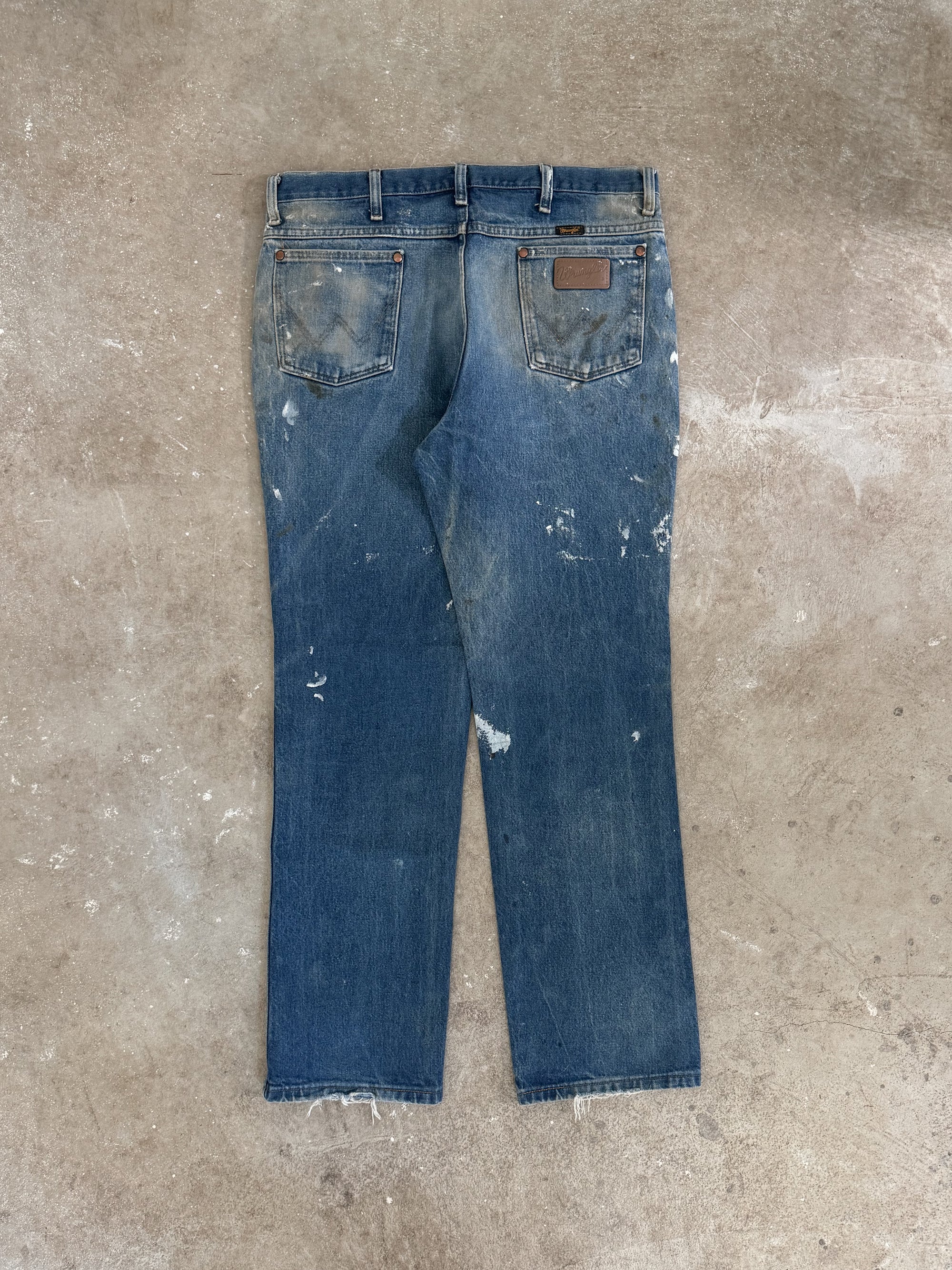 1990s Wrangler Painted Dirty Blue Denim (35X30)