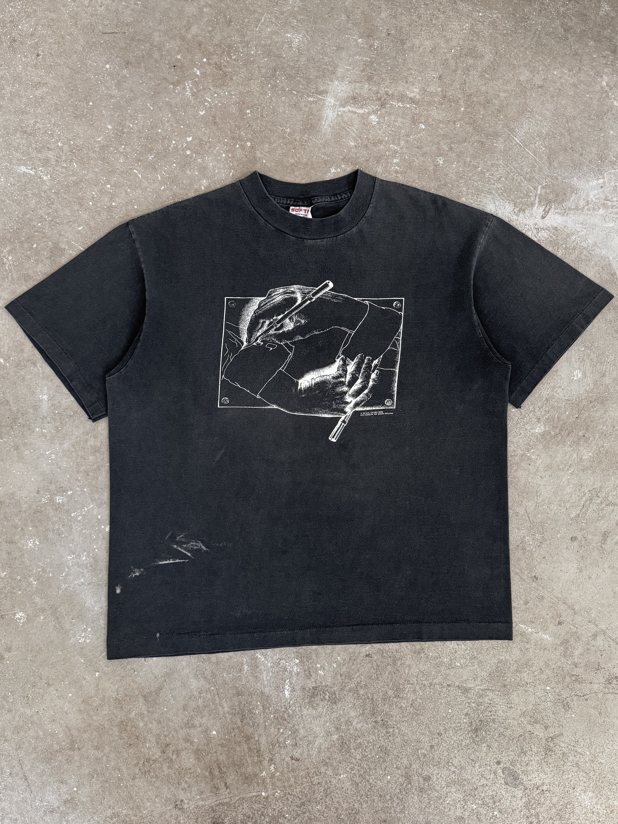 1990s "MC Escher Drawing Hands" Tee (XL)