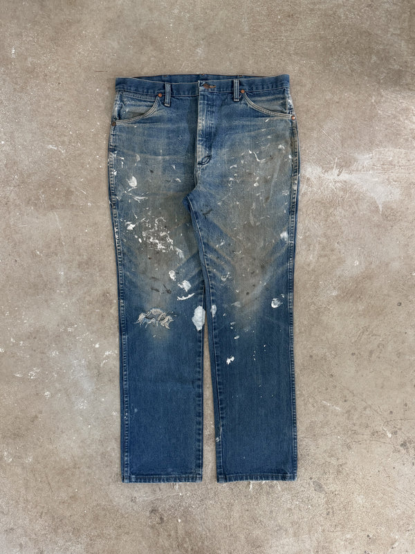 1990s Wrangler Painted Dirty Blue Denim (35X30)