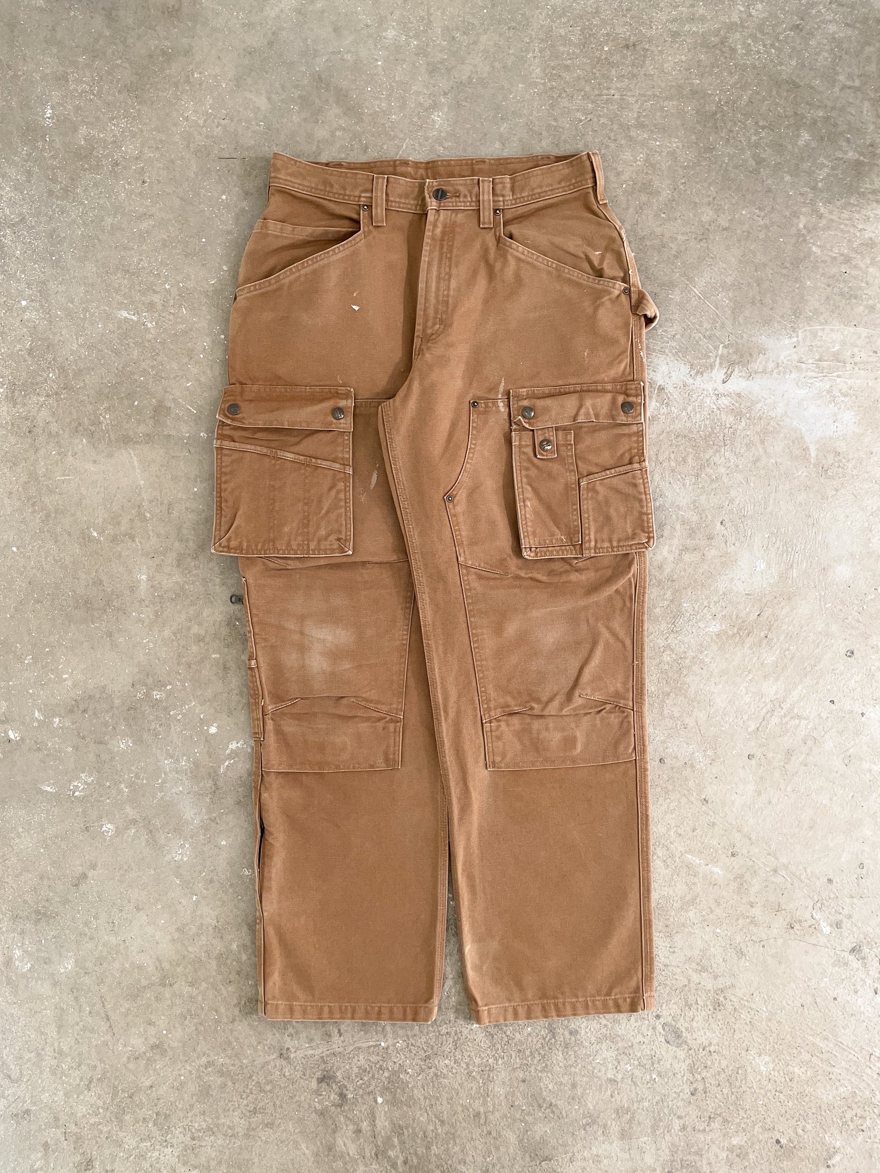 Carhartt EB219 Tan Brown Cargo Double Front Knee Work Pants (32X32