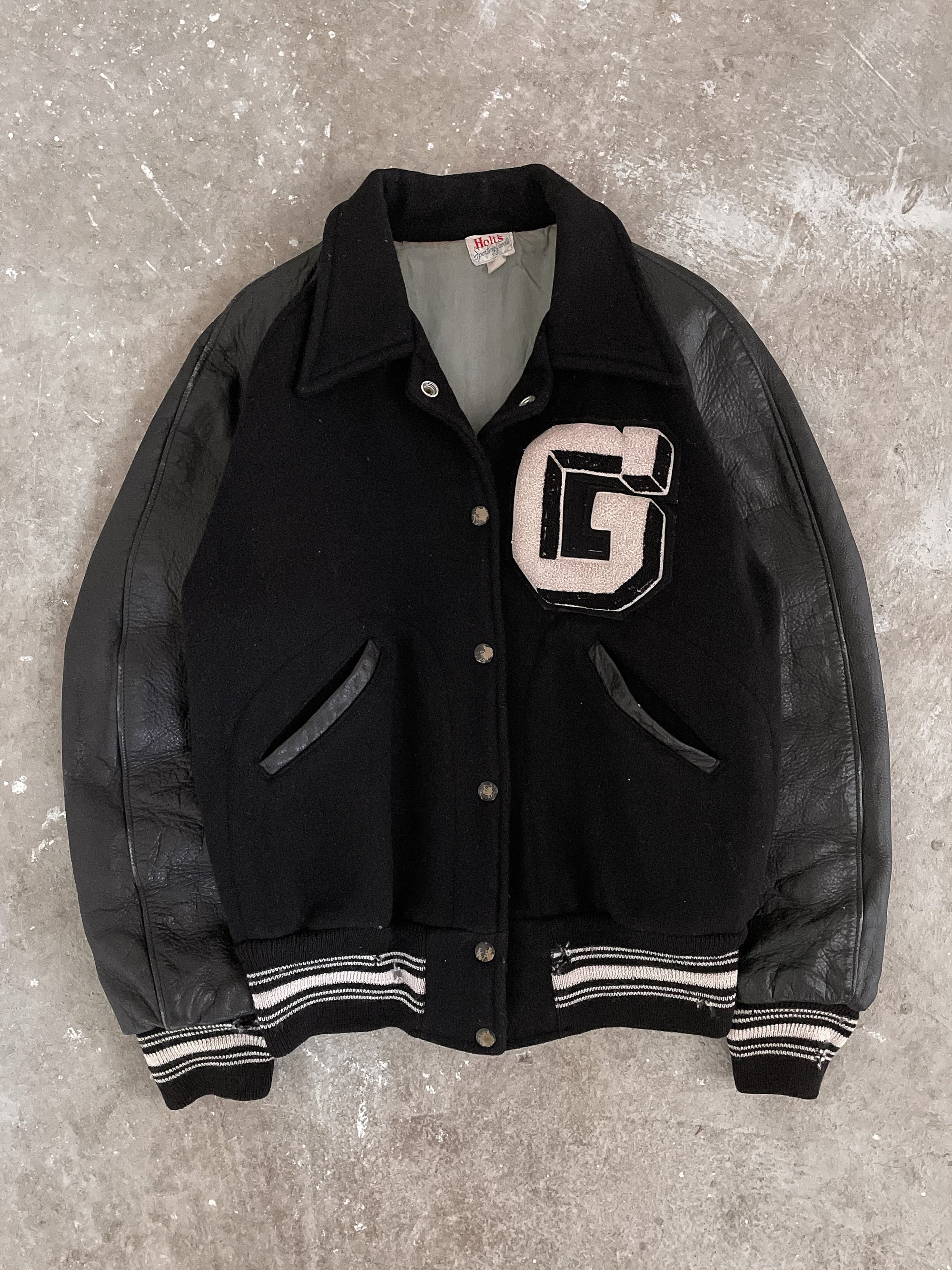 1960s “G” Raglan Leather Varsity Jacket (S)