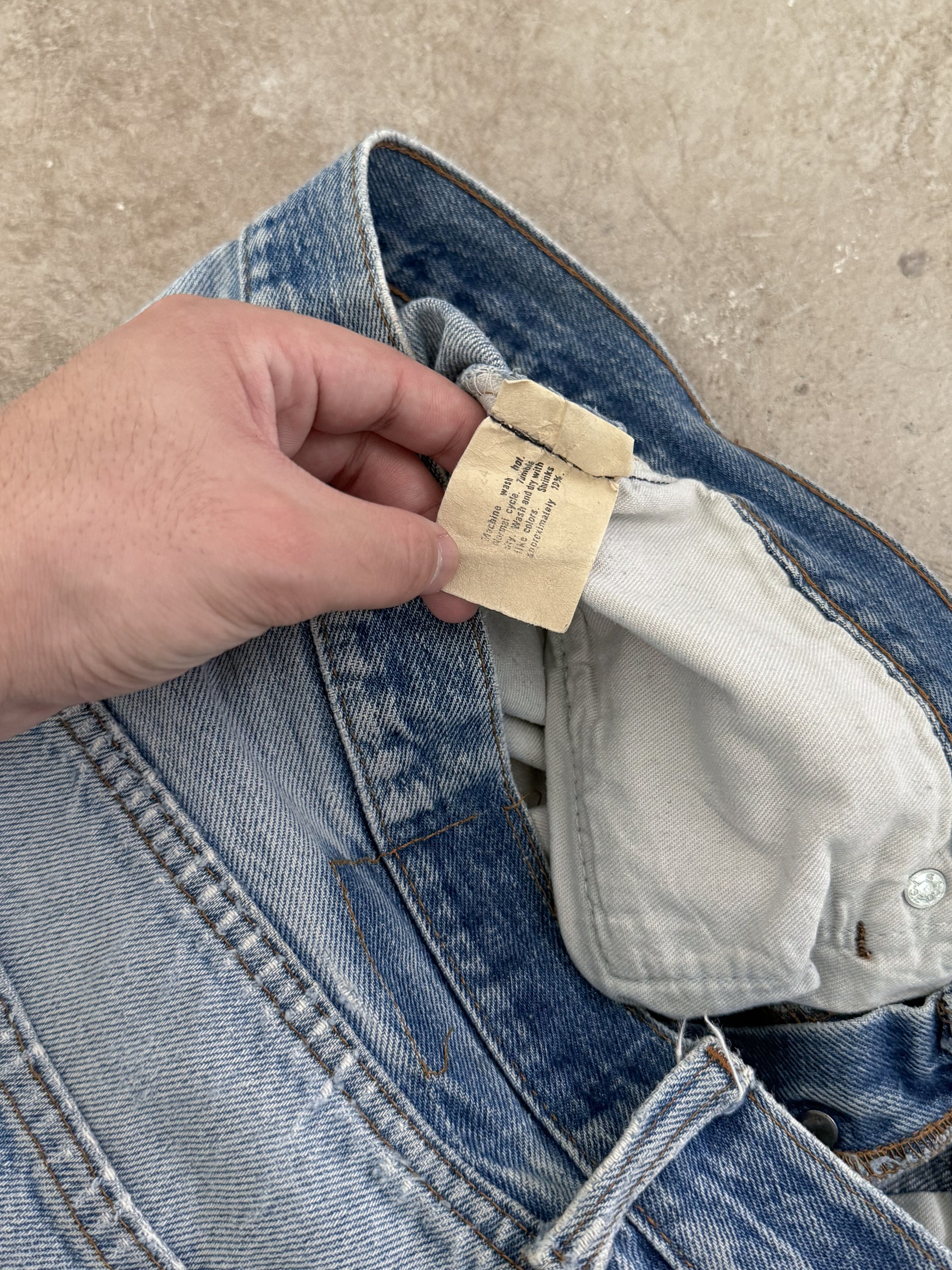 1980s Levis Repaired Faded Blue 501 Released Hem (30X28)