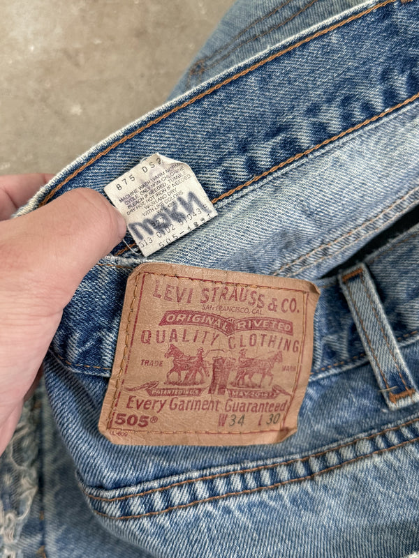 Early 00s Levis Faded Blue 505 Released Hem (33X30)