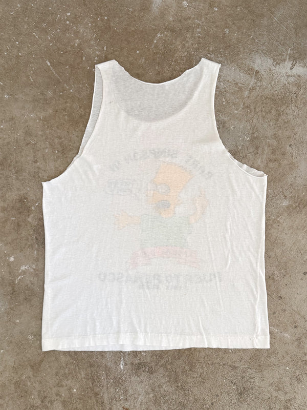 1990s "Bart Simpson Fuck Off Dude" Cut-Off Tank Top Tee (M)