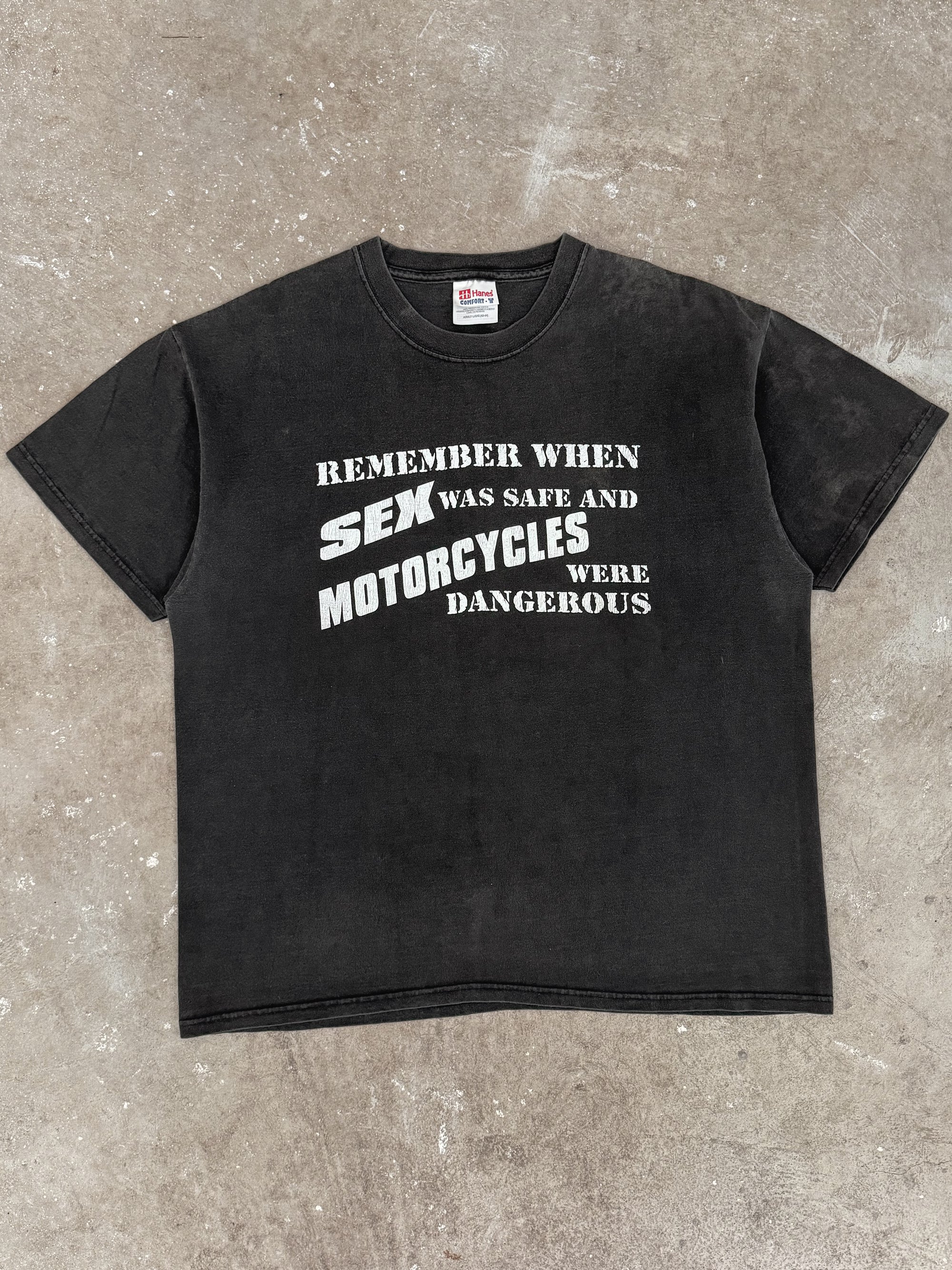 1990s/00s "Remember When Sex Was Safe..." Faded Tee (L)