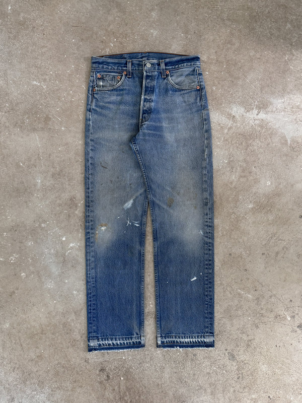 Early 00s Levis Faded Blue 501 Released Hem (28X28)