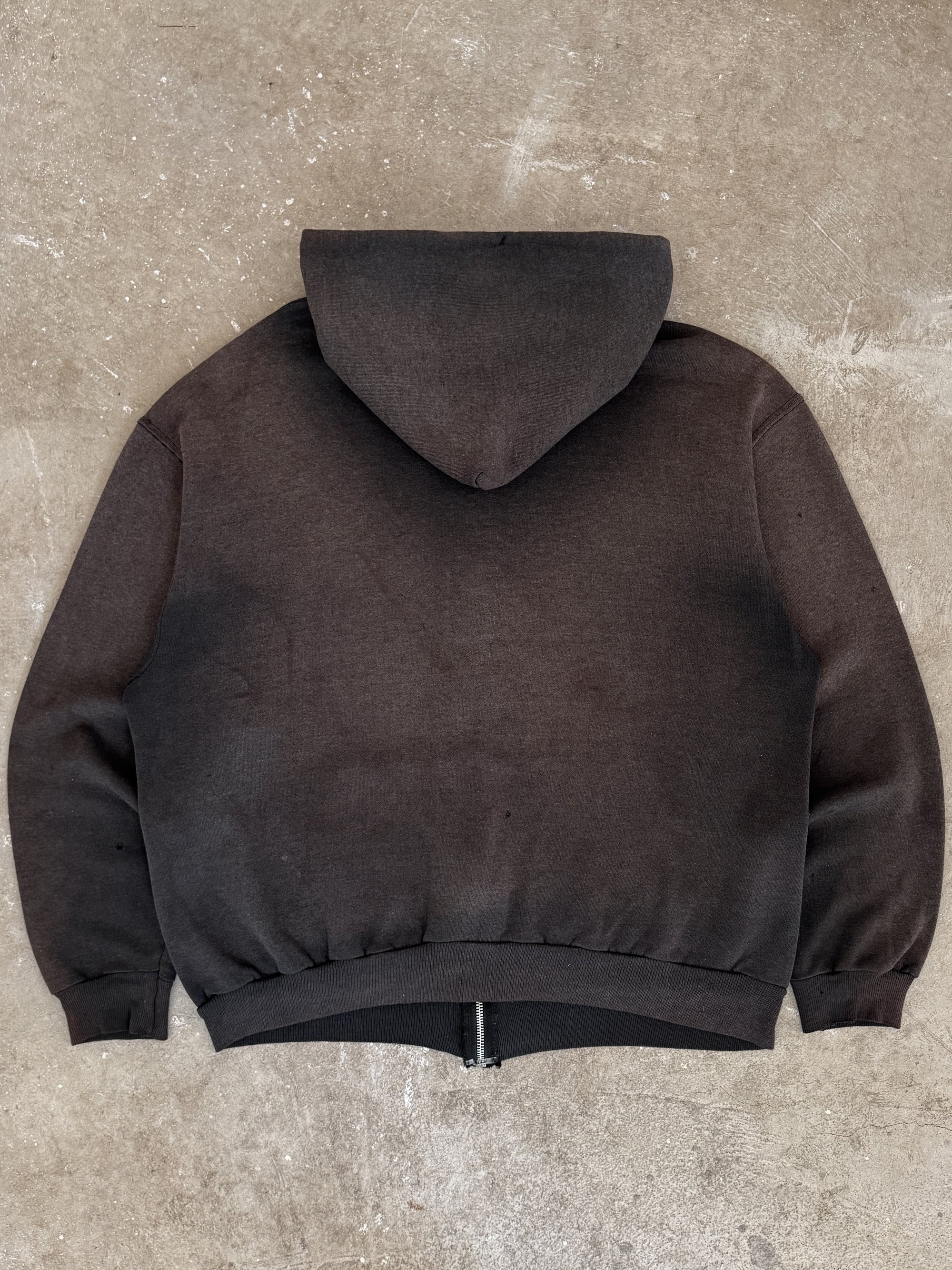 1990s Sun Faded Black Zip Up Hoodie (XL)
