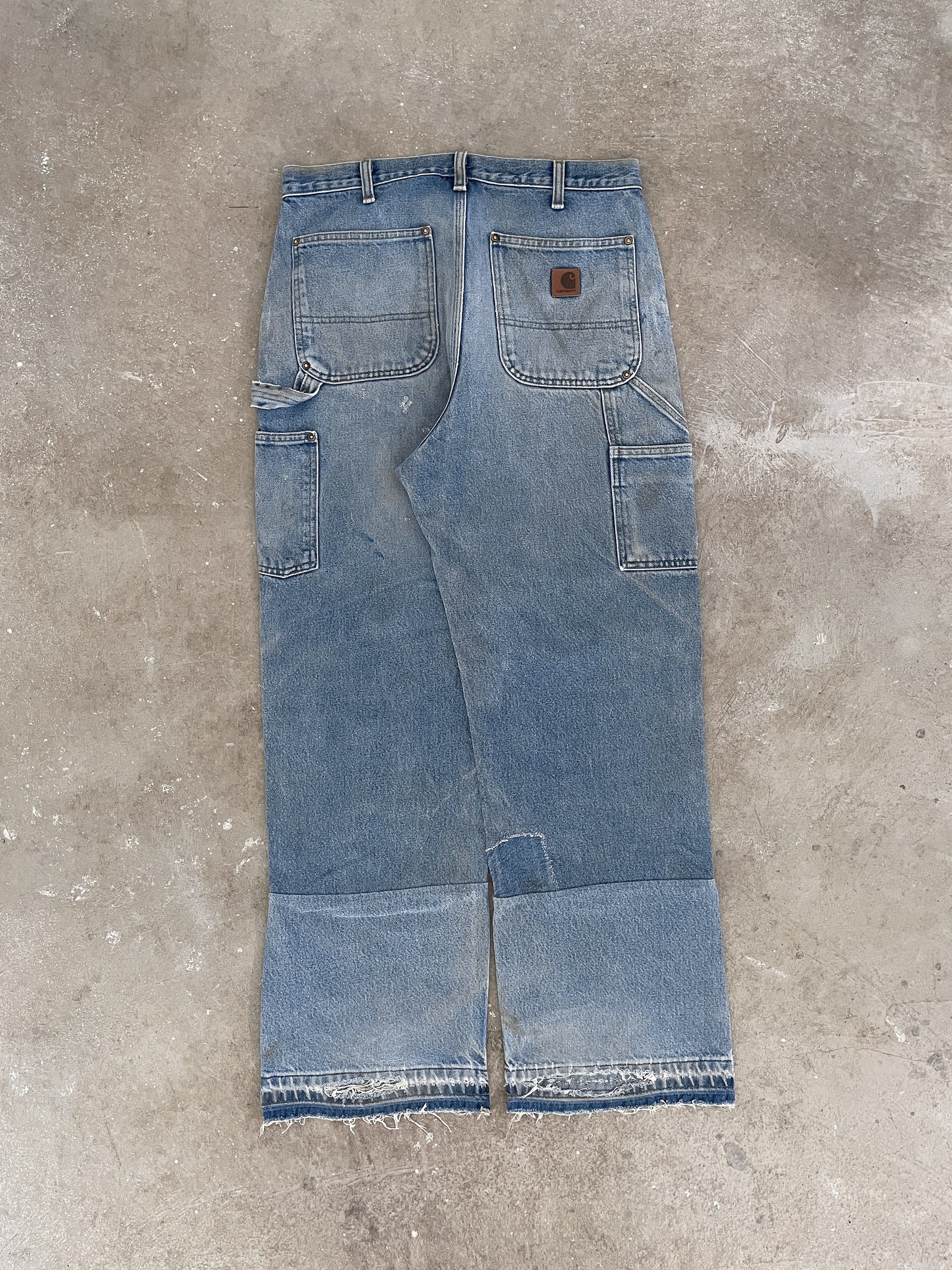 Carhartt B73 Blue Denim Hybrid Repaired Double Knee Work