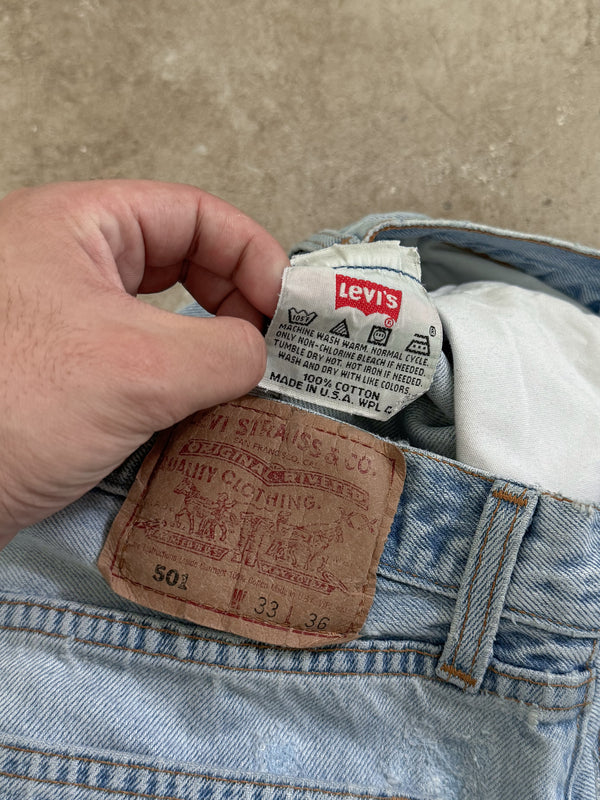 1990s Levis Repaired Faded Blue 501 (30X32)