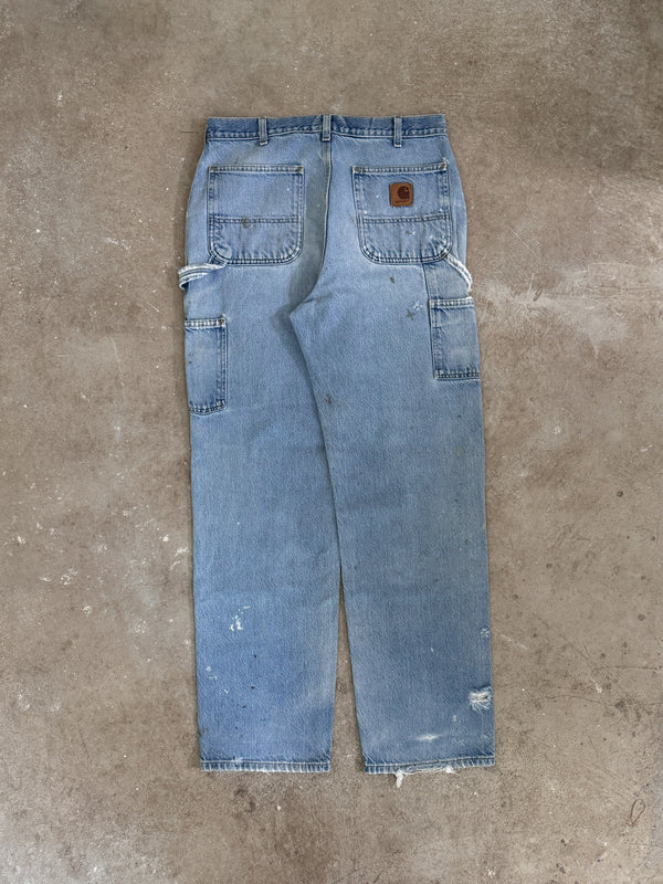 Early 00s Carhartt B137 Blue Denim Work Pants (32X33)