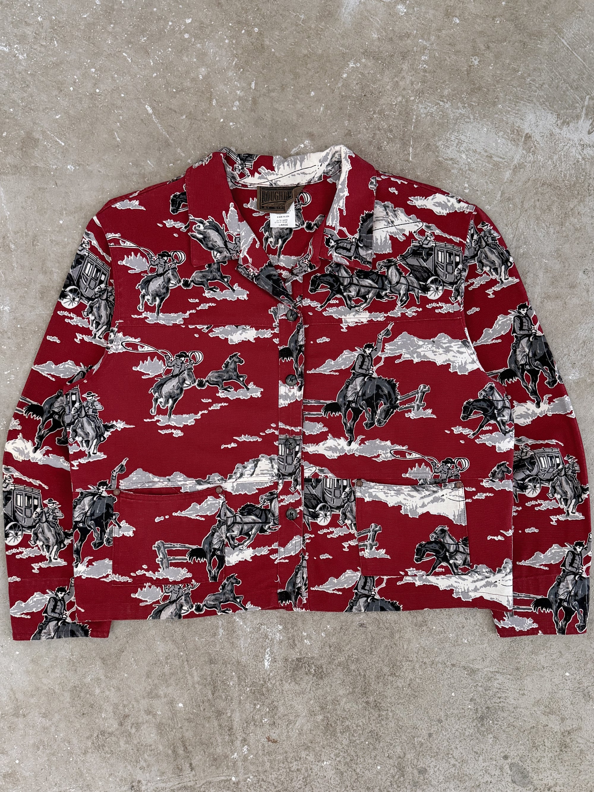 1990s Roughrider Red Cowboy Print Jacket (M)