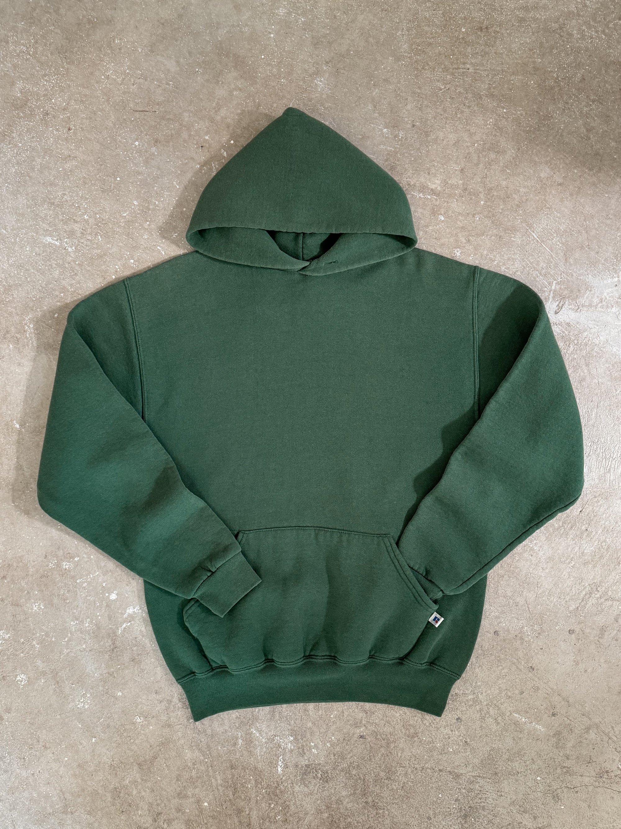 Early 00s Russell Faded Green Blank Hoodie (M)