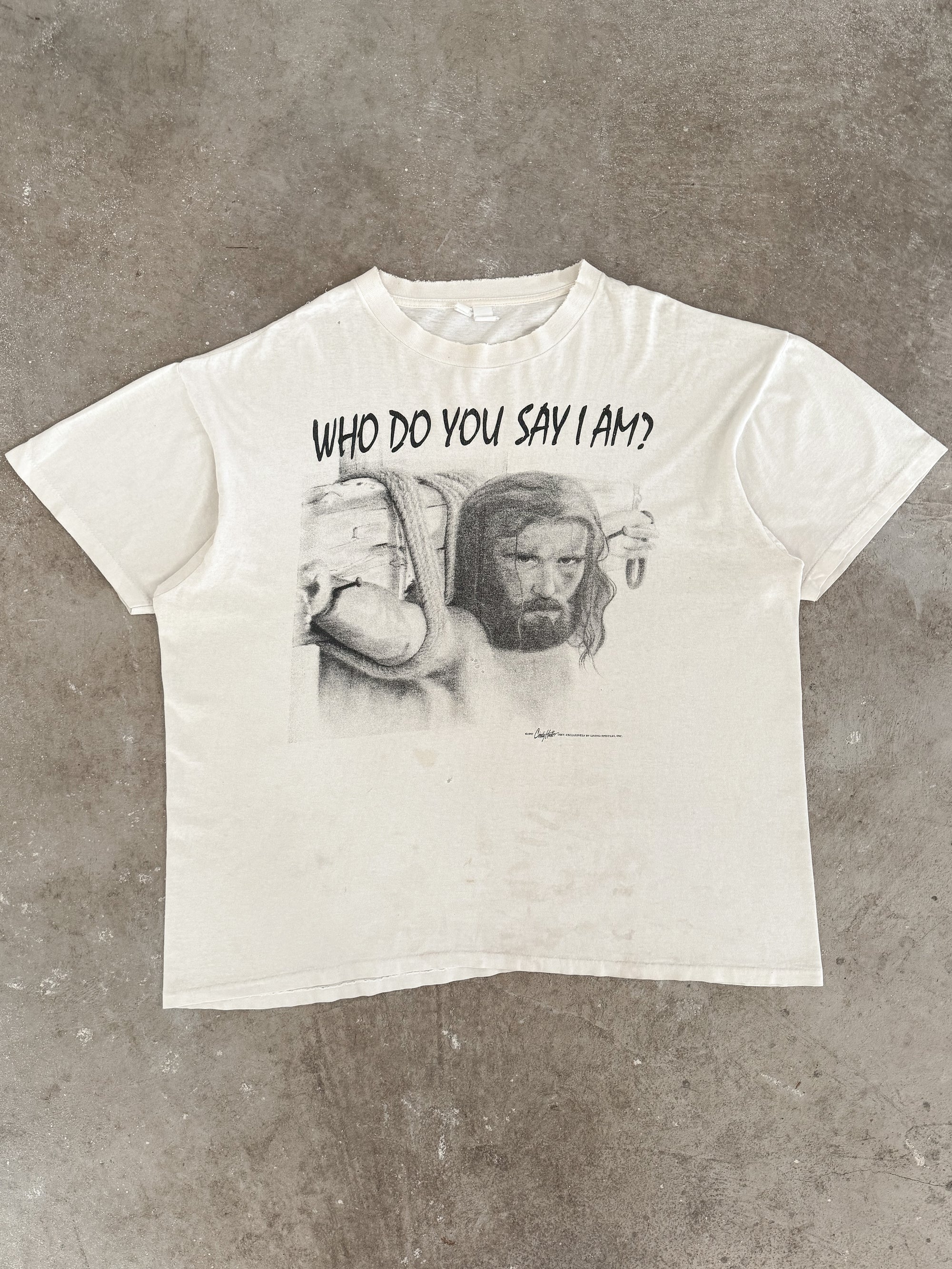 1990s "Who Do You Say I Am?" Distressed Tee (XXL)