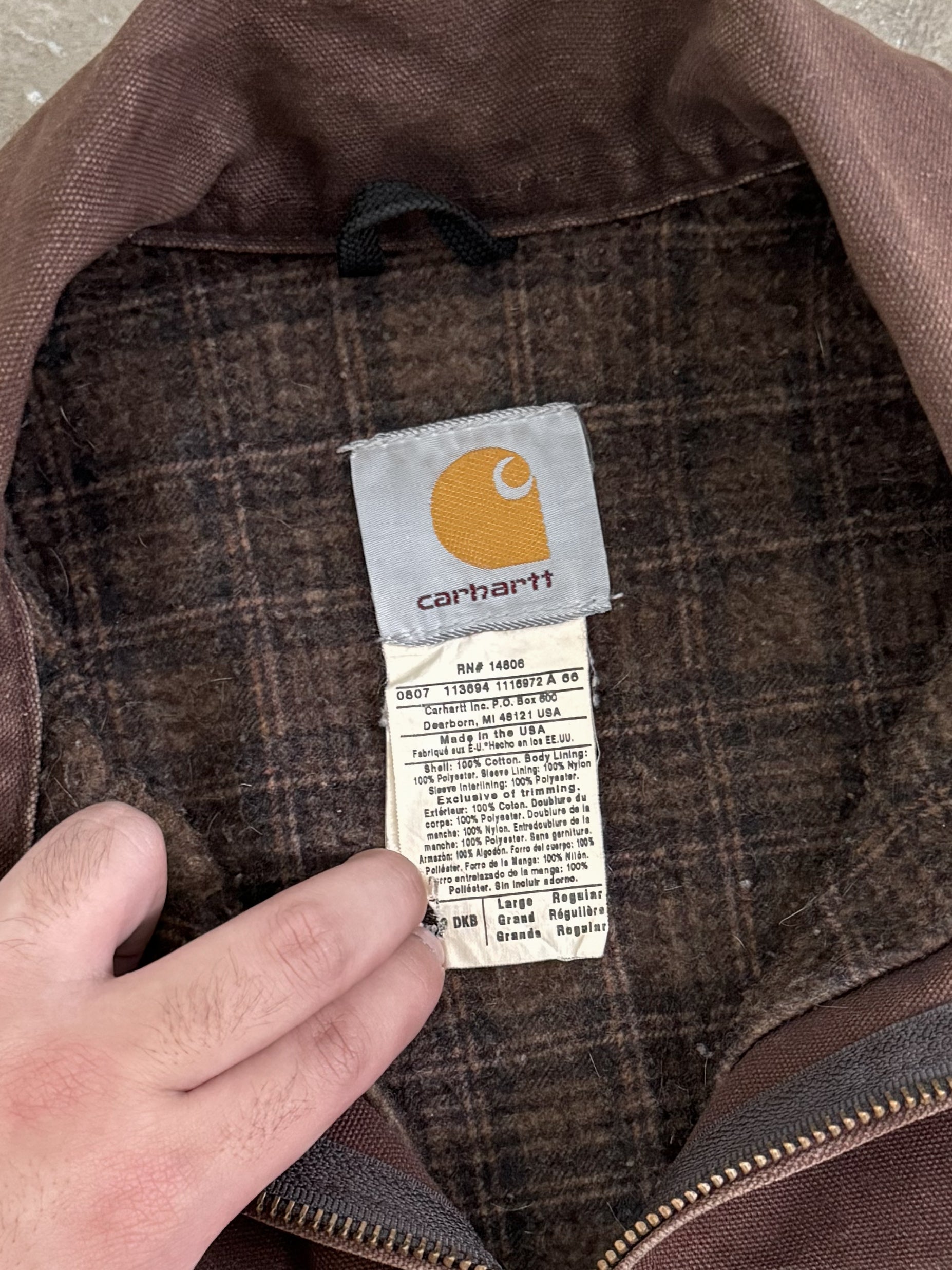 2000s Carhartt Faded Dark Brown J200 Detroit Jacket (L)