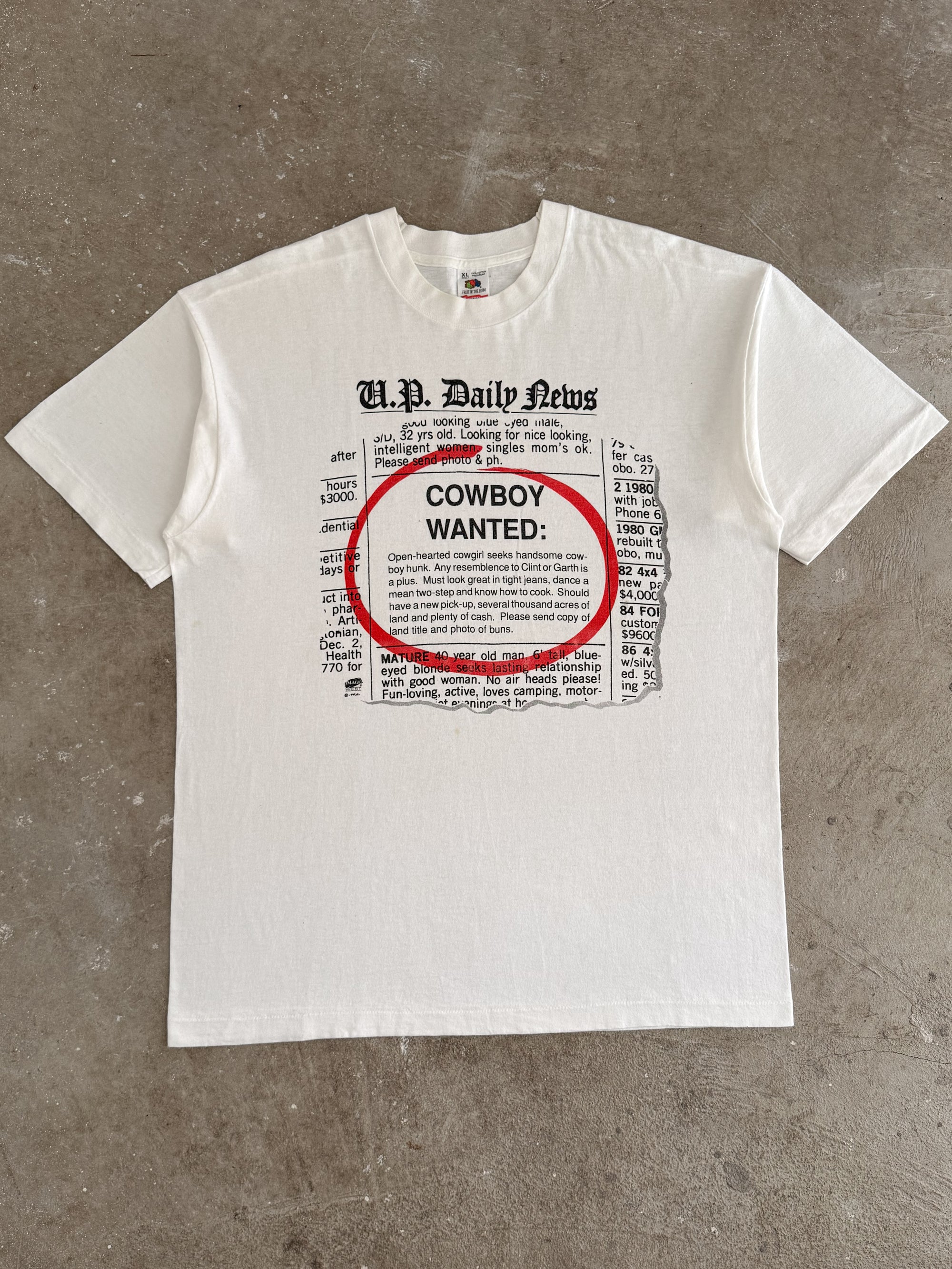 1992 "Cowboy Wanted" Tee (XL)
