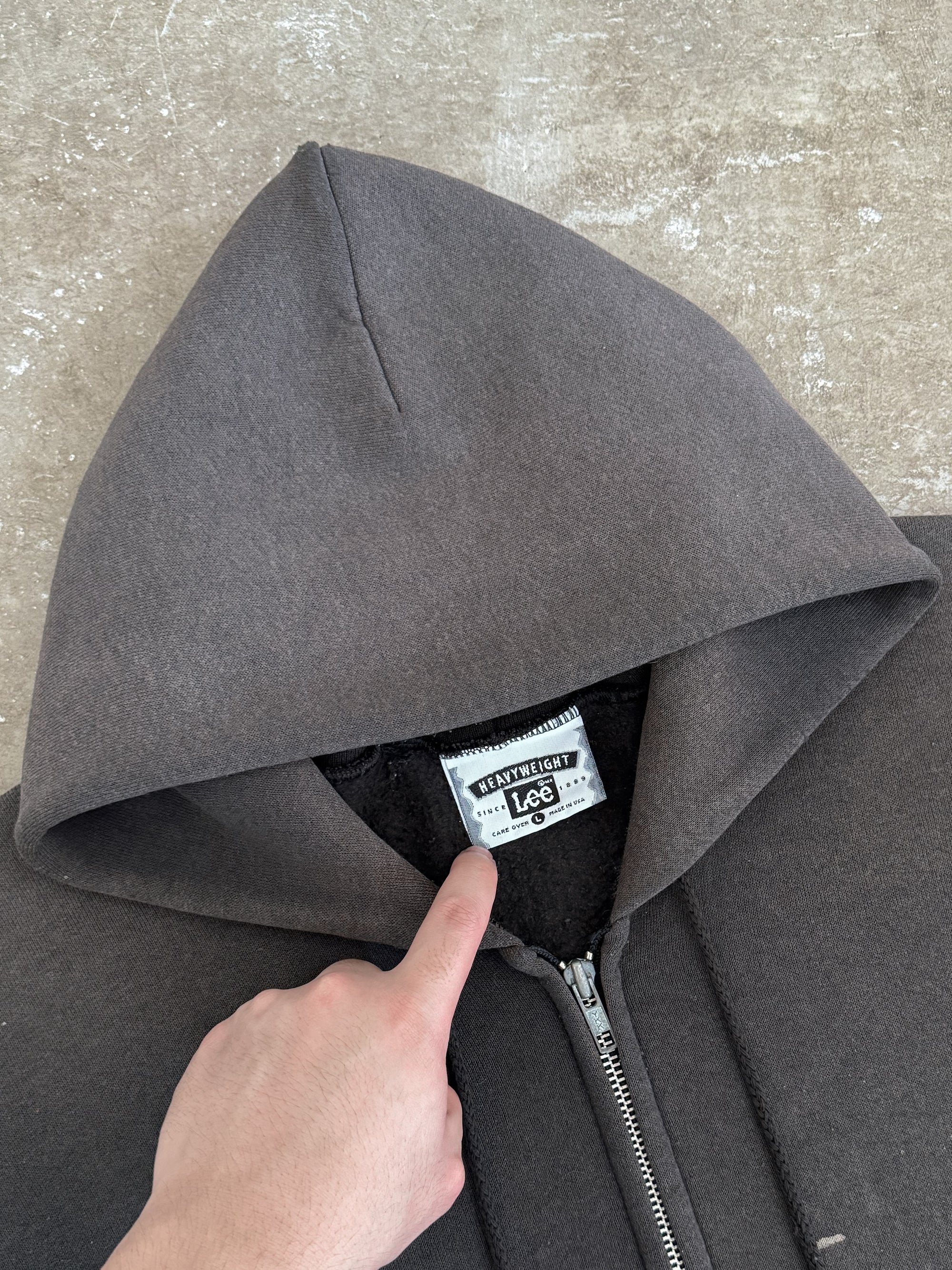 1990s Faded Black Zip Up Hoodie (L)