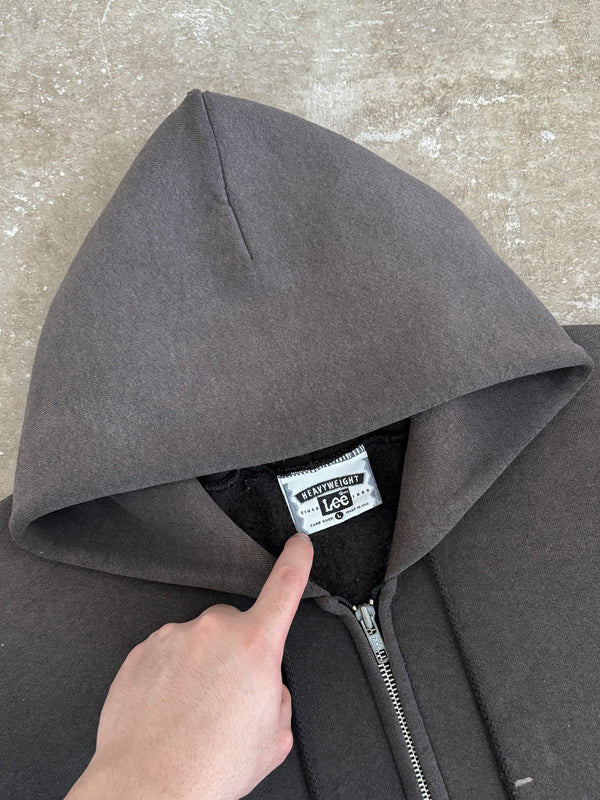 1990s Faded Black Zip Up Hoodie (L)