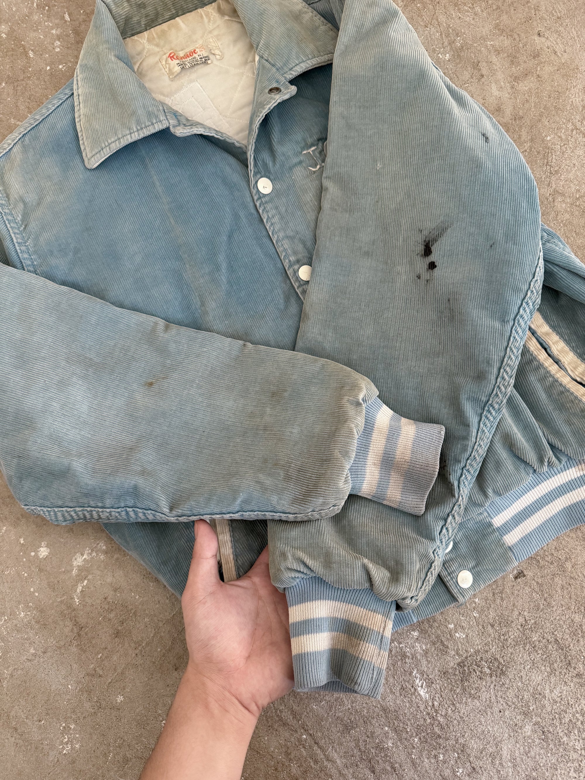 1970s/80s "East Ridge" Faded Corduroy Varsity Jacket (S)