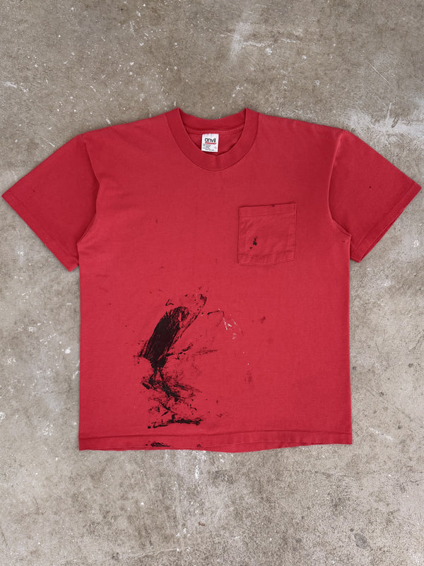 1990s Red Painted Blank Pocket Tee (L)