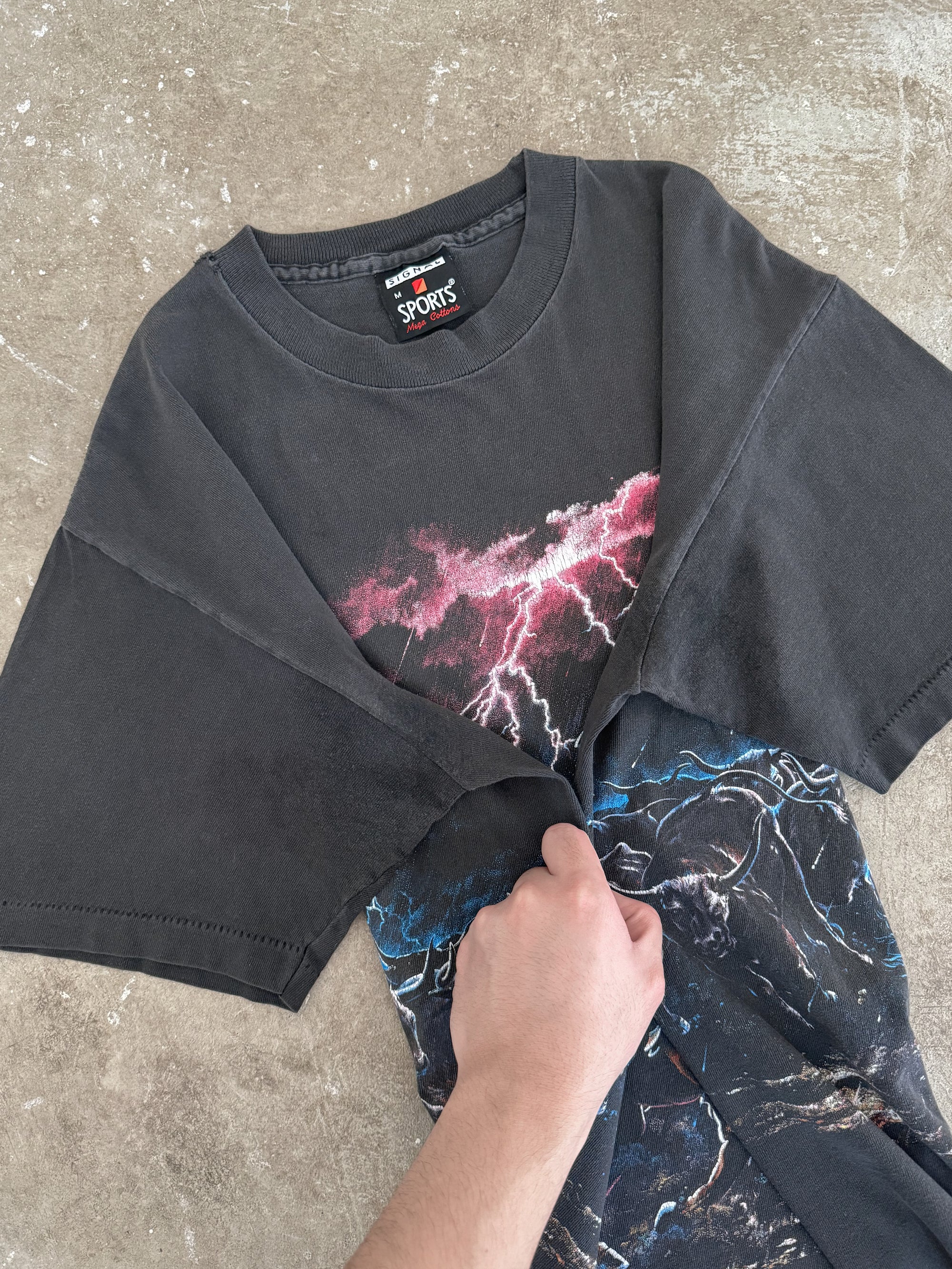 1990s "Cowboy Lightning" Faded Tee (M)