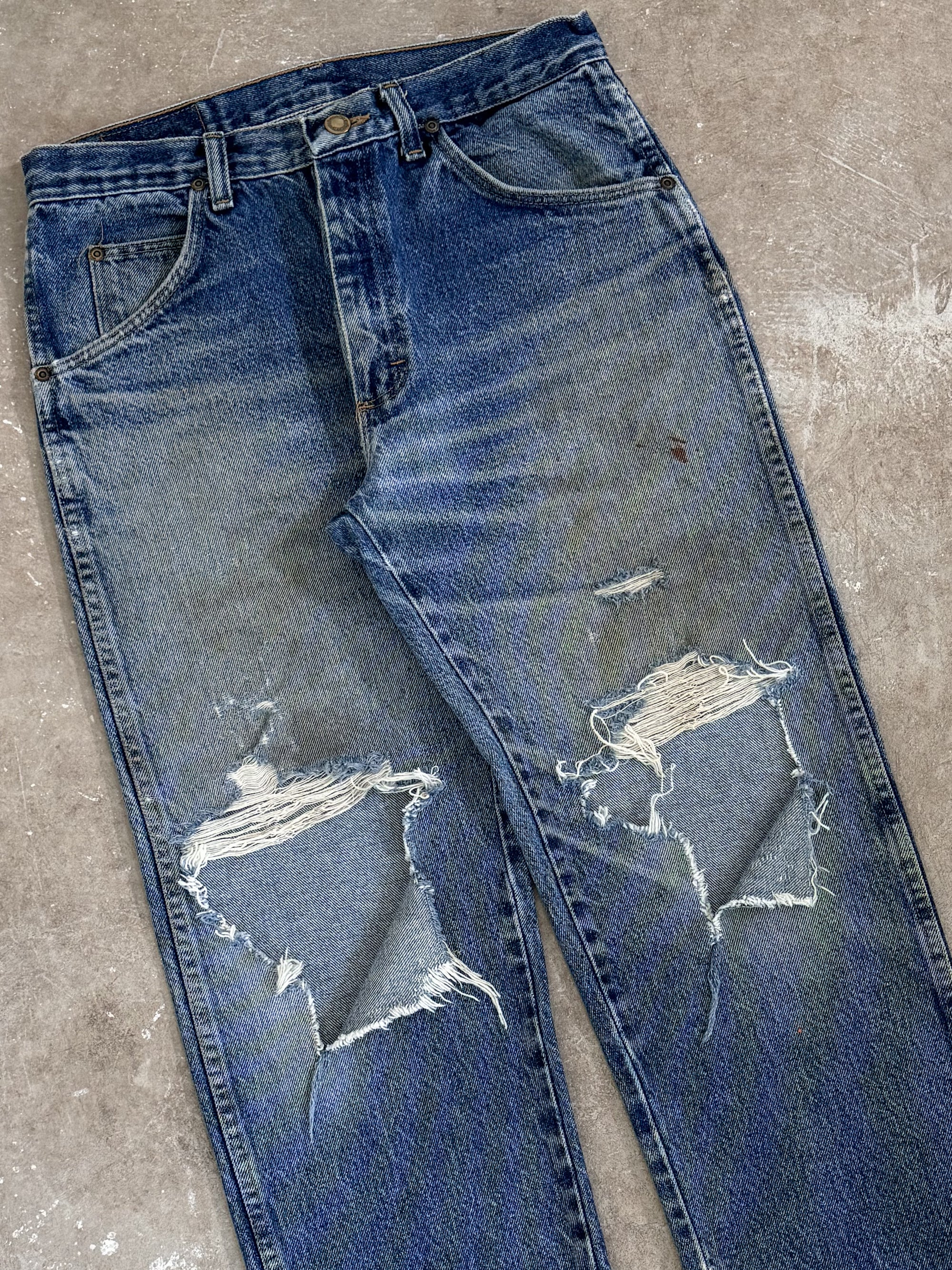 1990s/00s Wrangler Knee Blowout Released Hem Denim (29X30)