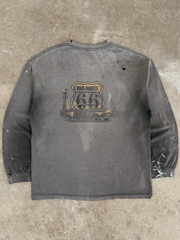 2000s "Old Route 66" Faded Painters Long Sleeve Tee (XL)
