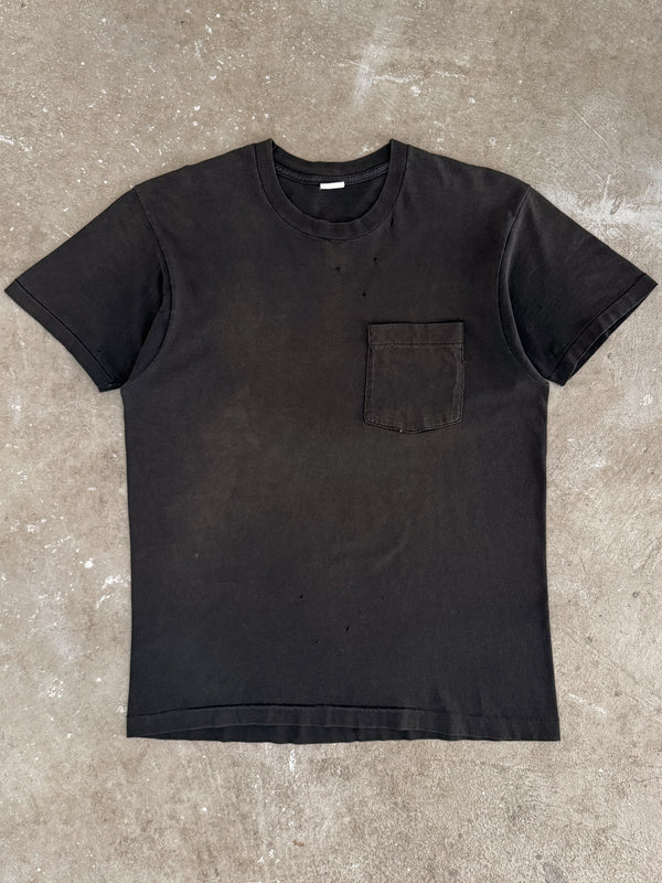 1990s Faded Black Blank Pocket Tee (M)