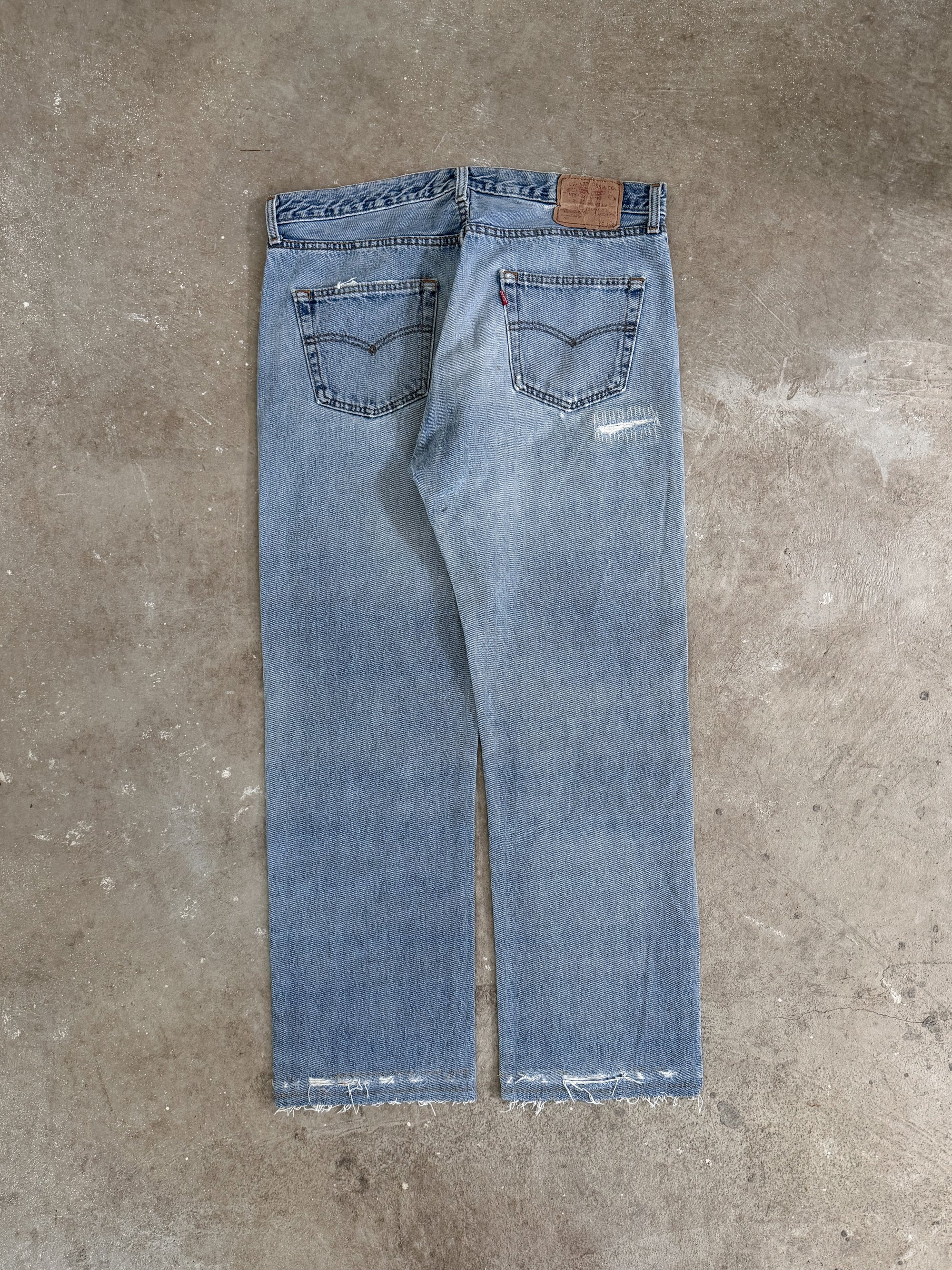 1990s Levis Repaired Faded Blue 501 (36X29)