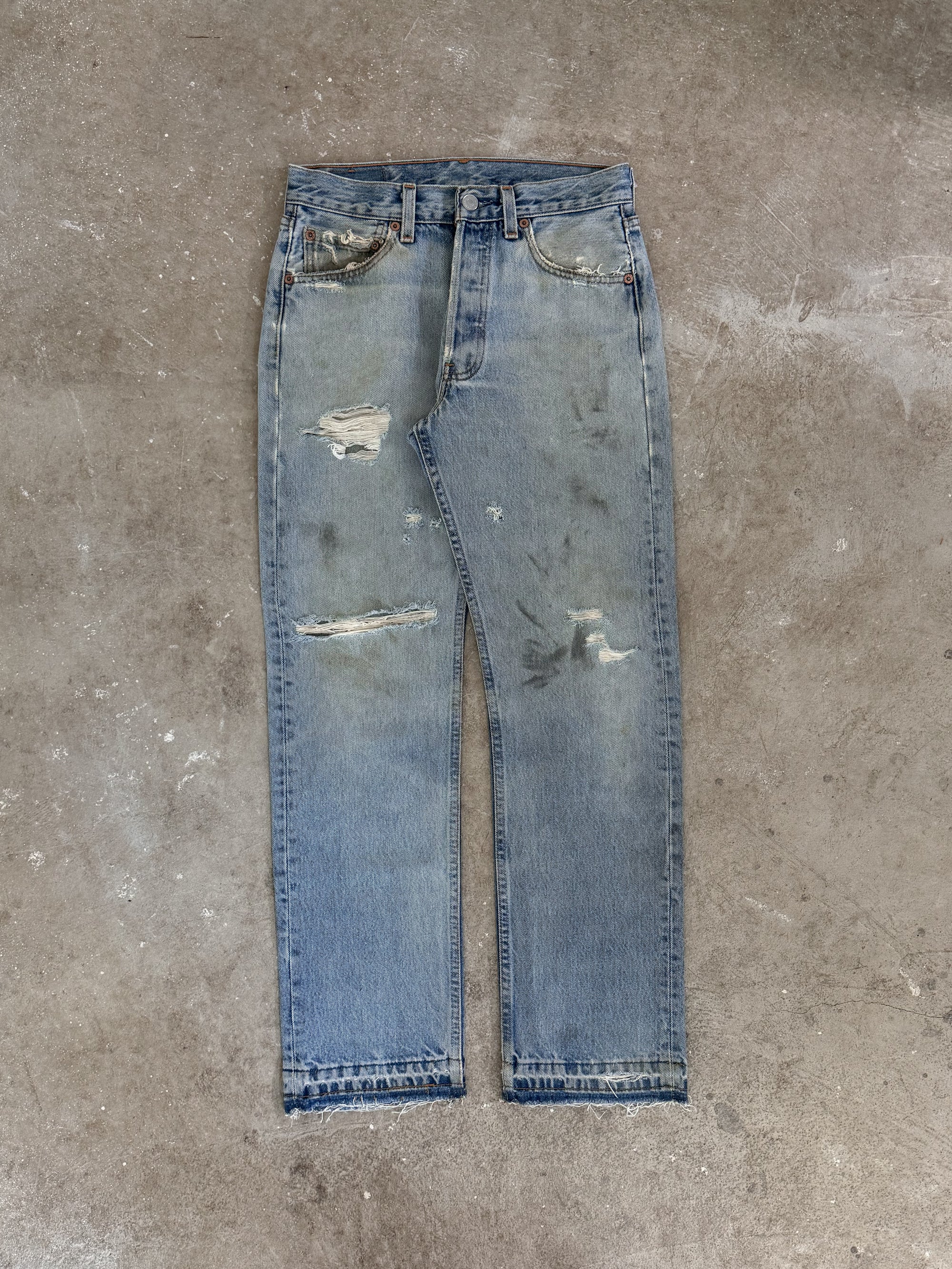 Early 00s Levis Faded Blue 701 Released Hem (27X28)