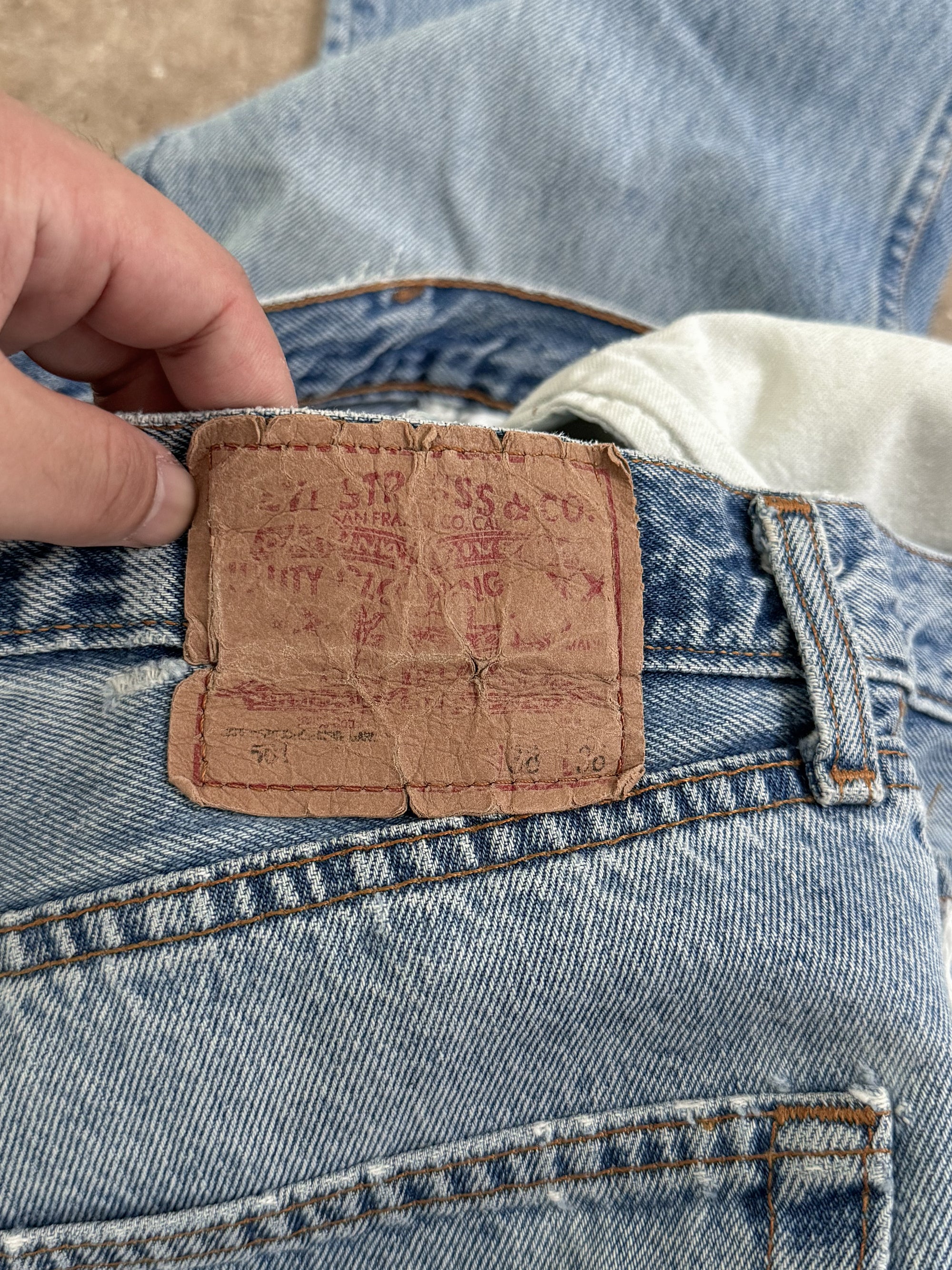 1990s Levis Repaired Faded Blue 501 (36X29)