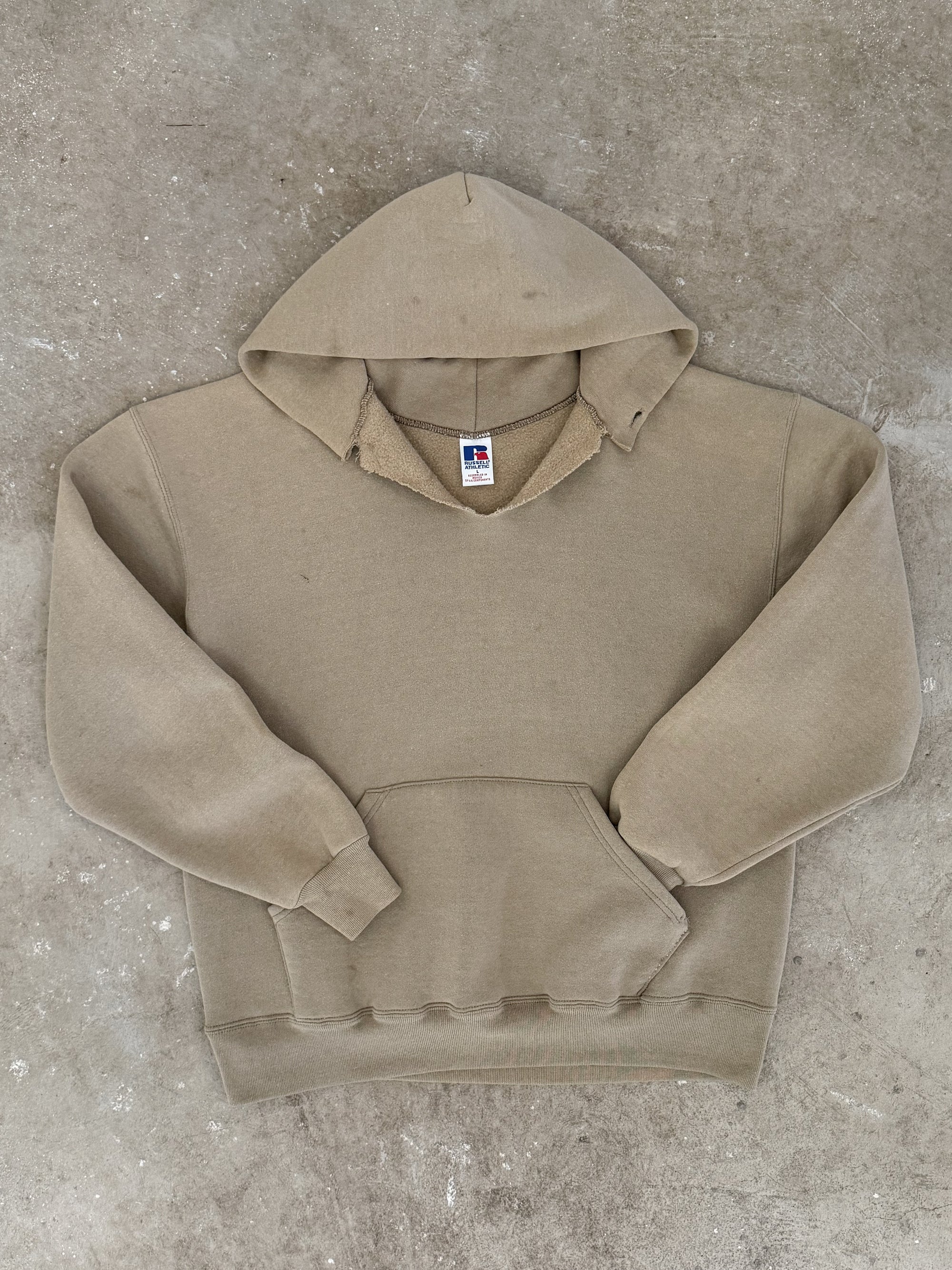 Early 00s Russell Distressed Sand Beige Hoodie (M/L)