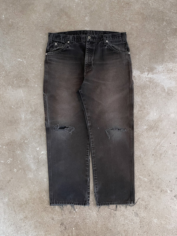 Dickies Distressed Sun Faded Black Work Pants (36X29)