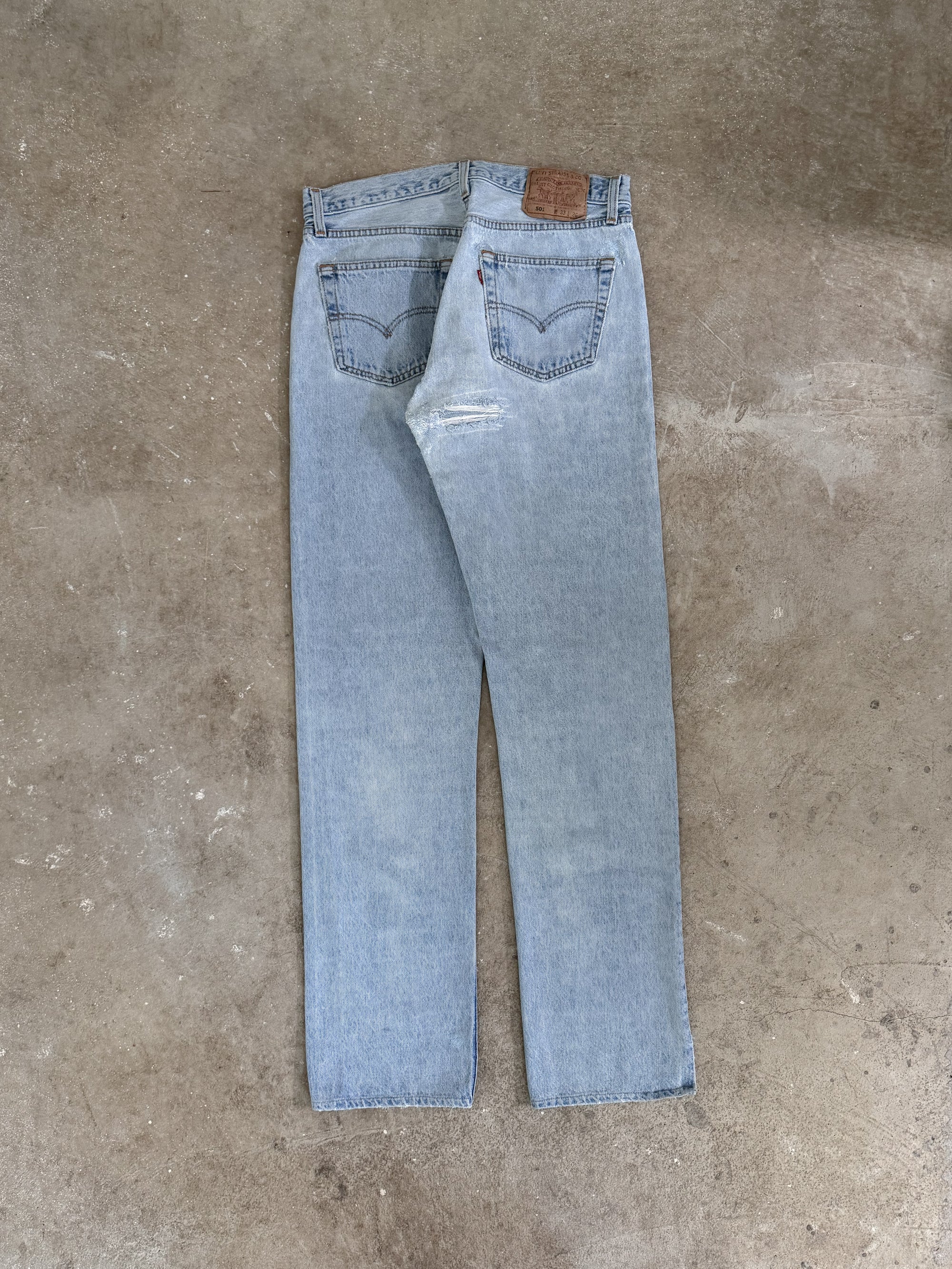 1990s Levis Repaired Faded Blue 501 (30X32)