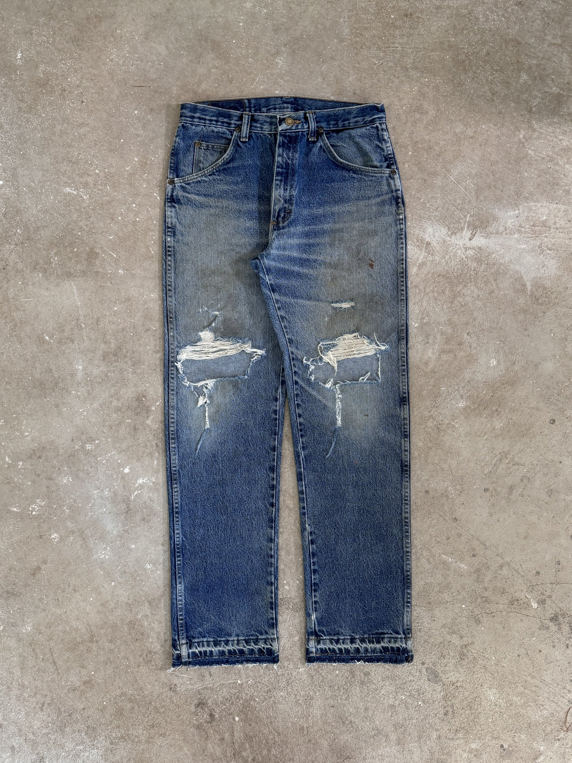 1990s/00s Wrangler Knee Blowout Released Hem Denim (29X30)