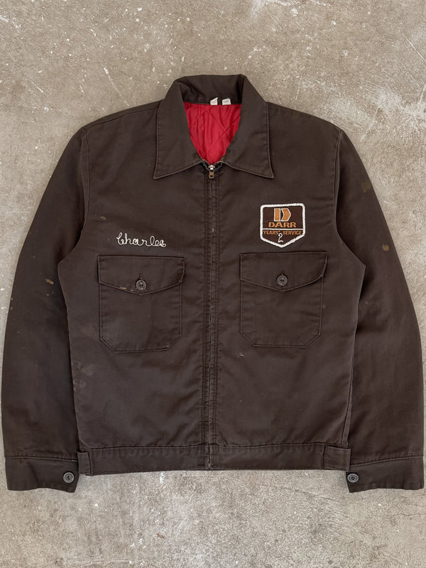 1980s Chain Stitched Brown Lined Work Jacket (M)