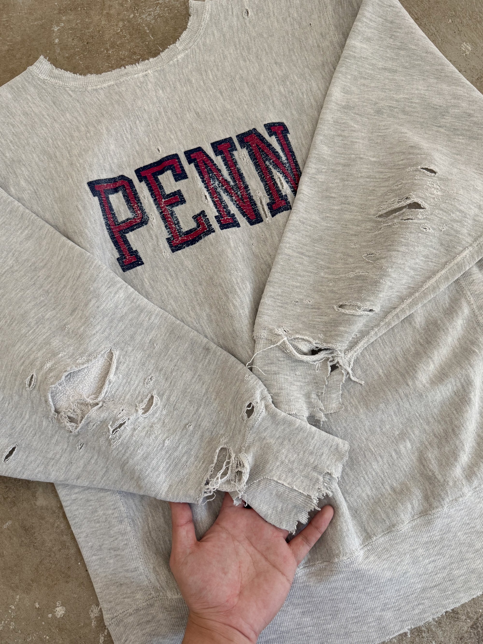 1990s Champion "Penn" Thrashed Reverse Weave Sweatshirt (M)