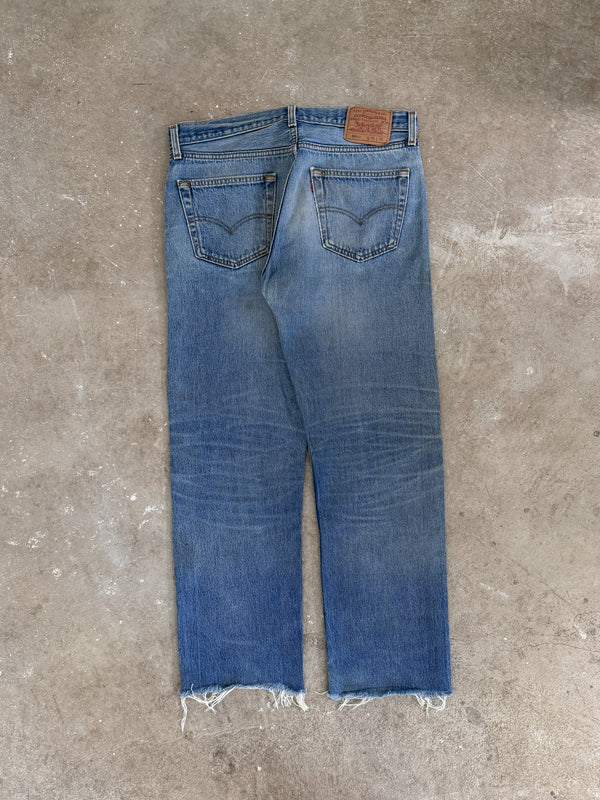 1990s Levis Faded Blue 501 Raw Hem (33X27)