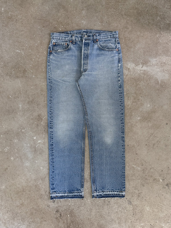 1980s Levis Faded Blue 501 Released Hem (31X29)