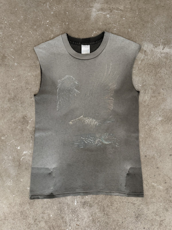 1990s "Eagle" Sun Bleached Cut Off Tee (S)