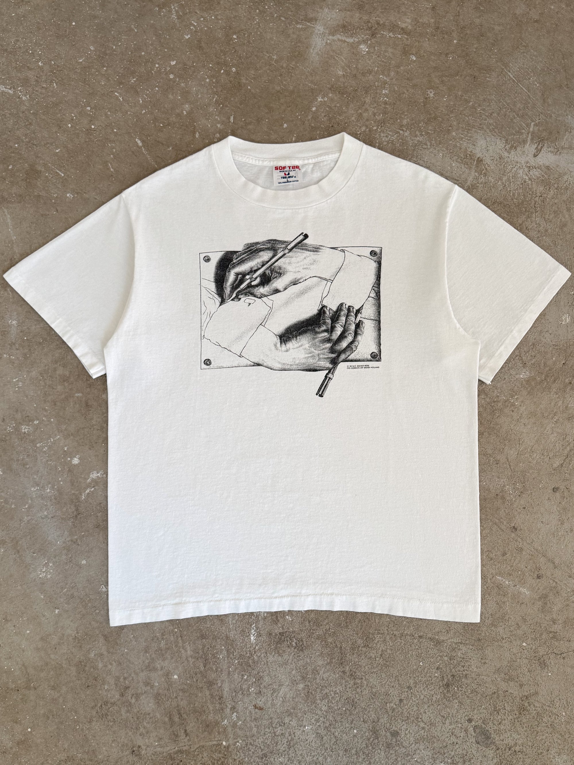1990 MC Escher "Drawing Hands" Tee (M)